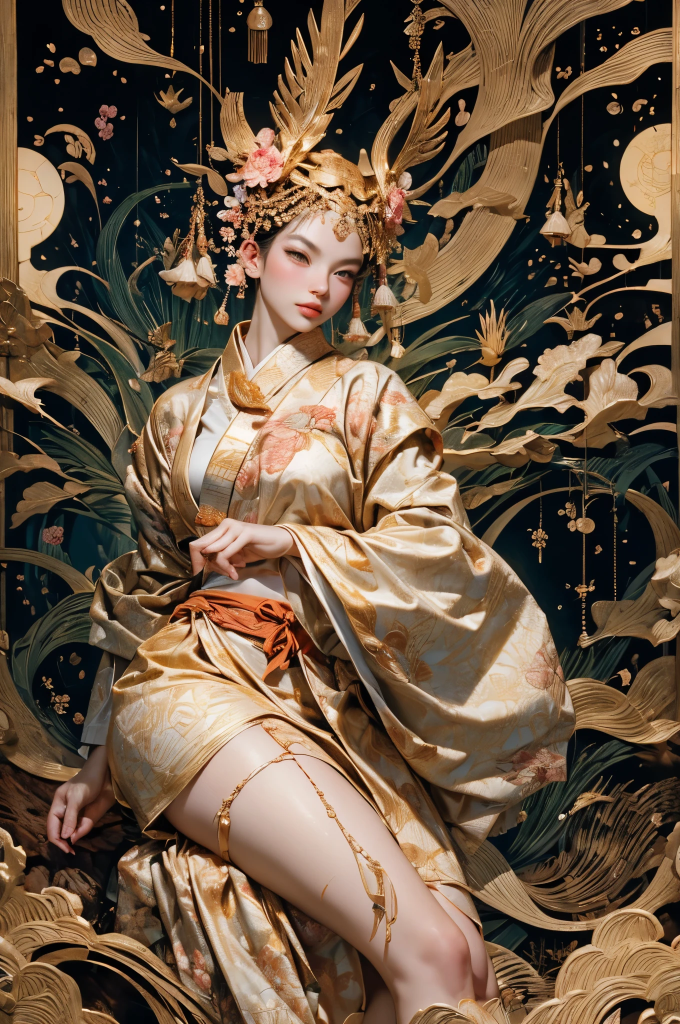 Umalinda warrior sexy, pretty face, Delicious Company, Alluring figure, Wearing a sexy open kimono. The artwork is created in a medium reminiscent of Japanese ink paintings....., 具有大胆的笔触和Monochromatic color palette. artist&#39;Masterful technique reveals the intensity and power of the image&#39;sense of presence，with the highest quality, Perfectly capture every detail with ultra-high resolution. Textures and intricate patterns on kimonos are rendered with extreme precision. Lighting is carefully designed，Enhance drama, Features deep shadows and subtle highlights. General, The artwork exudes elegance and power, Combining traditional Japanese aesthetics with a modern feel. Monochromatic color palette, Combine details, Create captivating and immersive experiences for your audience.