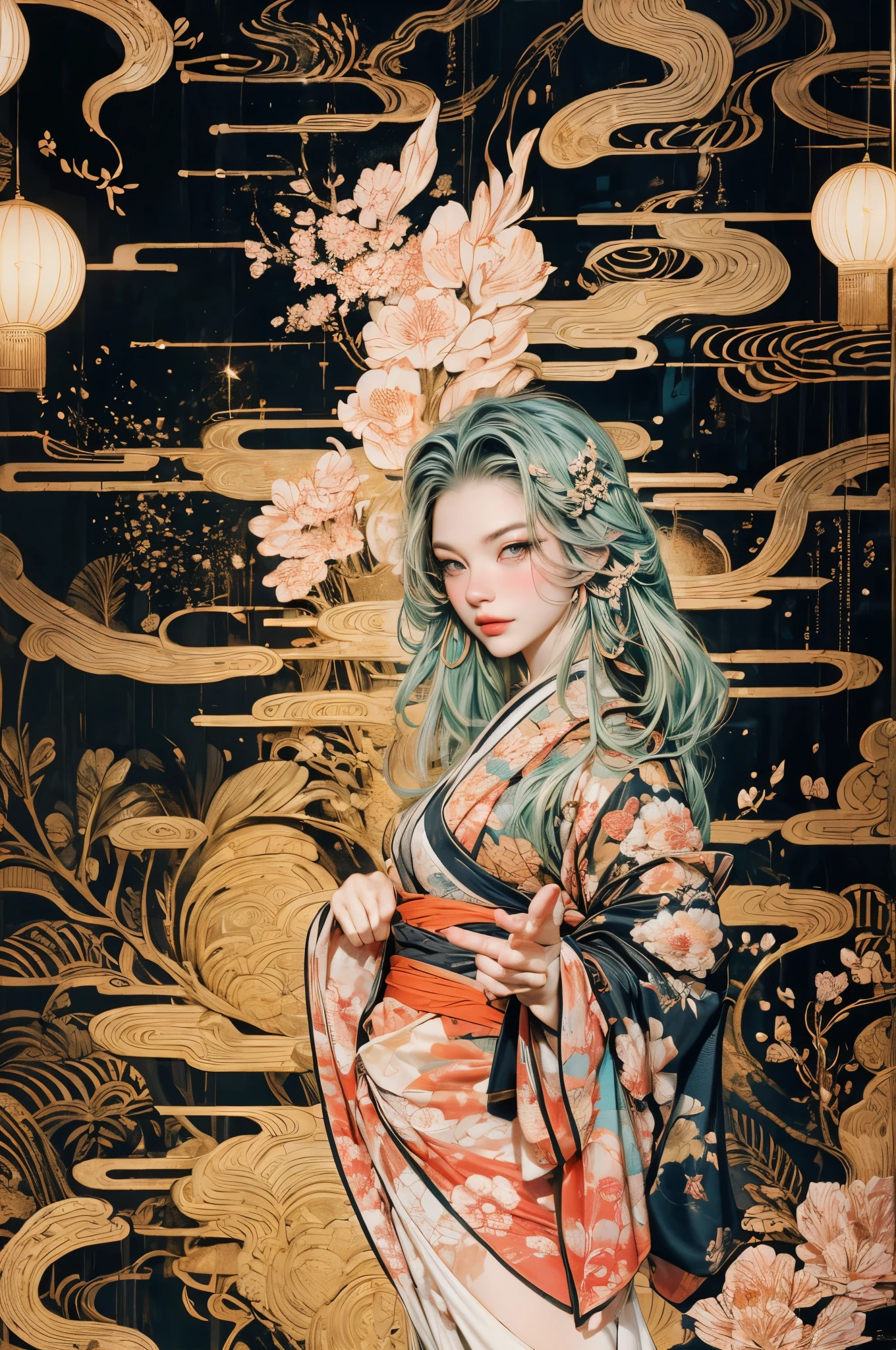 Umalinda warrior sexy, pretty face, Delicious Company, Alluring figure, Wearing a sexy open kimono. The artwork is created in a medium reminiscent of Japanese ink paintings....., 具有大胆的笔触和Monochromatic color palette. artist&#39;Masterful technique reveals the intensity and power of the image&#39;sense of presence，with the highest quality, Perfectly capture every detail with ultra-high resolution. Textures and intricate patterns on kimonos are rendered with extreme precision. Lighting is carefully designed，Enhance drama, Features deep shadows and subtle highlights. General, The artwork exudes elegance and power, Combining traditional Japanese aesthetics with a modern feel. Monochromatic color palette, Combine details, Create captivating and immersive experiences for your audience.