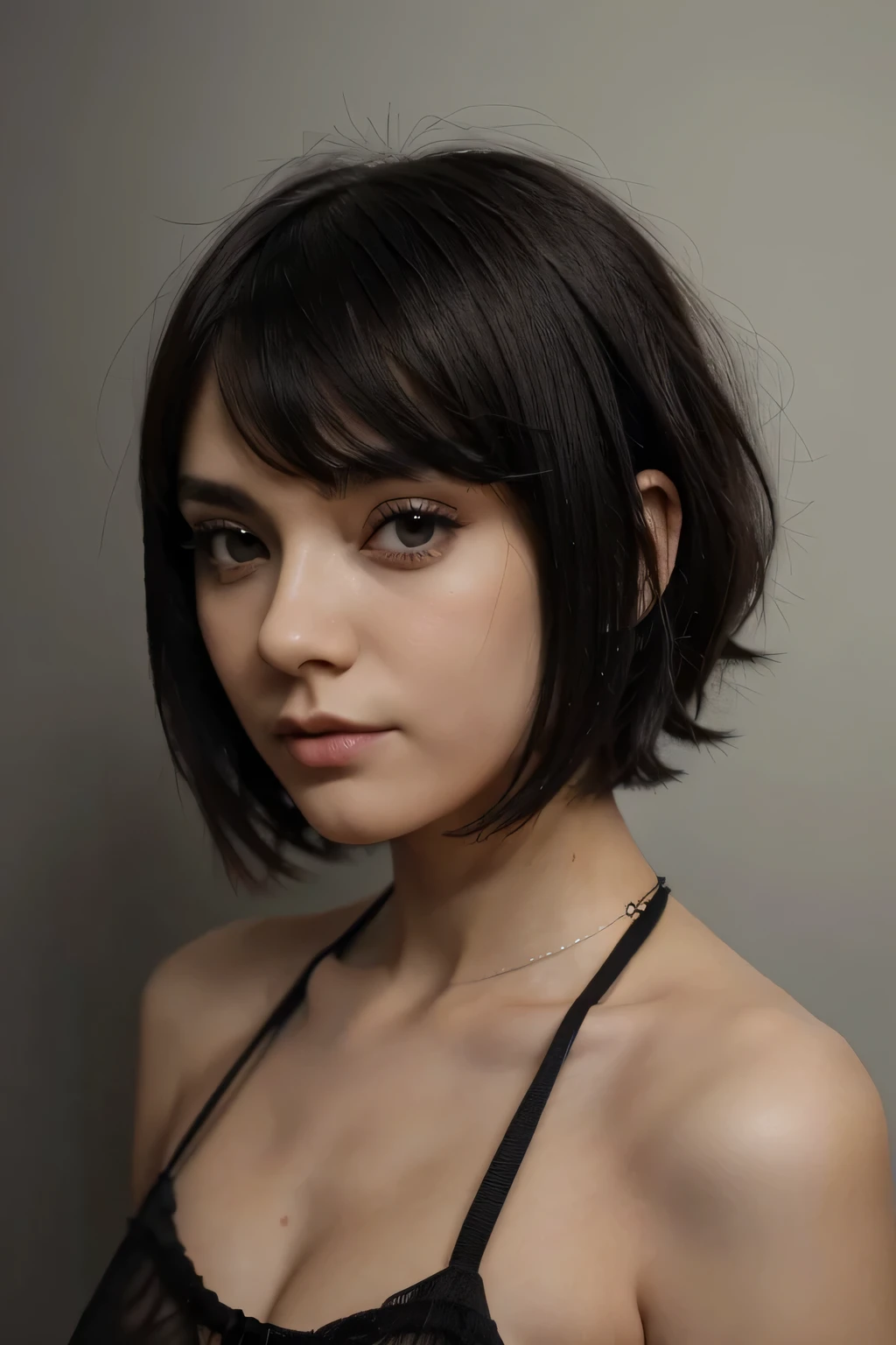 fazer cabelo curto, Gothic, programadora, anime, 2d, anime, cabelo escuro, olhos escuros, franja curta, franja bem curta, baby bang, franja na metade da testa, French bob, cabelo curto, cabelo bob, french cabelo bob,  baby bang, short baby bangs short hair