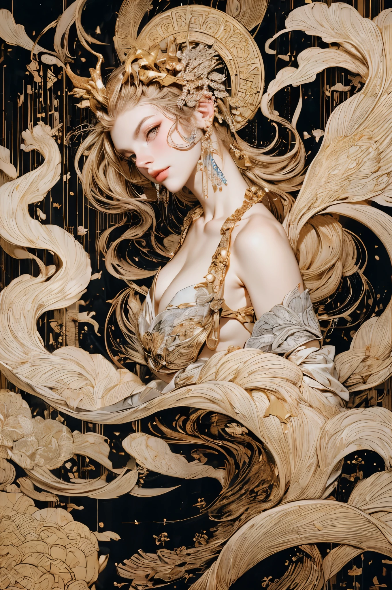 Umalinda warrior sexy, pretty face, Delicious Company, Alluring figure, Wearing a sexy open kimono. The artwork is created in a medium reminiscent of Japanese ink paintings....., 具有大胆的笔触和Monochromatic color palette. artist'Masterful technique reveals the intensity and power of the image'sense of presence,with the highest quality, Perfectly capture every detail with ultra-high resolution. Textures and intricate patterns on kimonos are rendered with extreme precision. Lighting is carefully designed,Enhance drama, Features deep shadows and subtle highlights. General, The artwork exudes elegance and power, Combining traditional Japanese aesthetics with a modern feel. Monochromatic color palette, Combine details, Create captivating and immersive experiences for your audience.