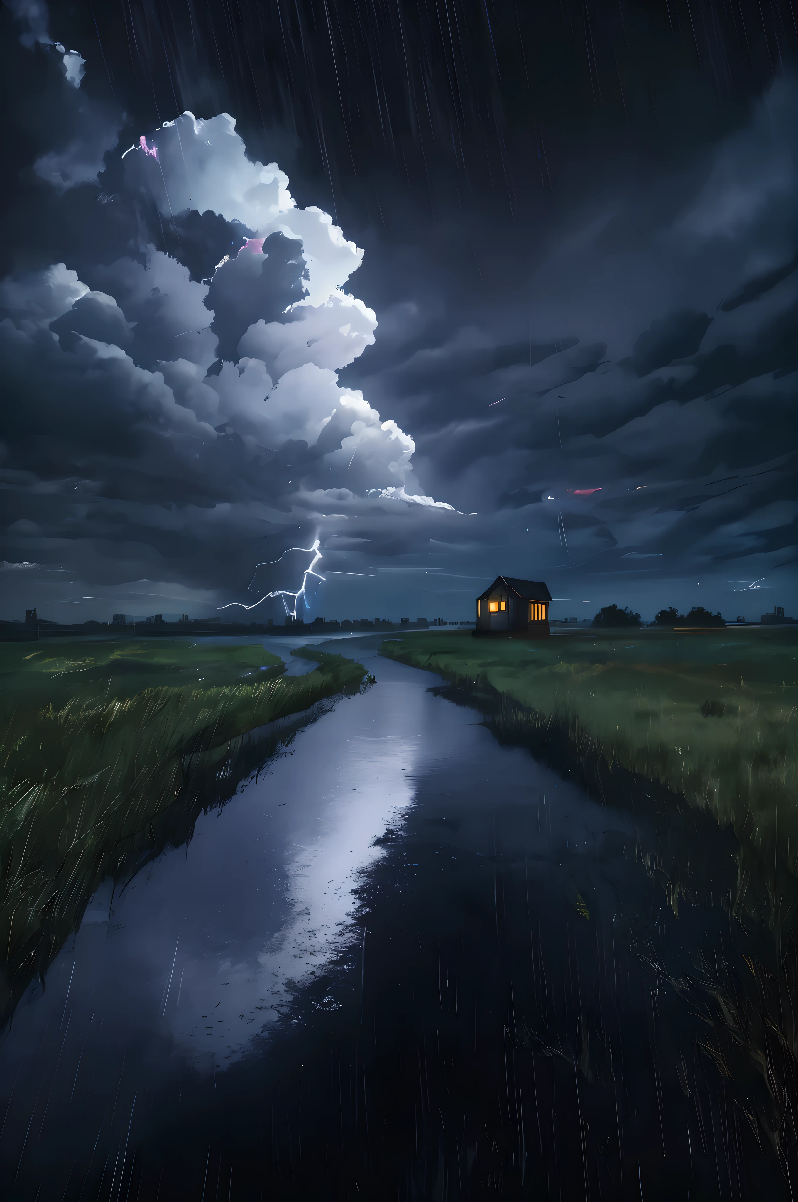 best quality, lightning, electric, vibrant colors, dynamic, intense, stormy weather, powerful, striking, electrifying, dramatic composition