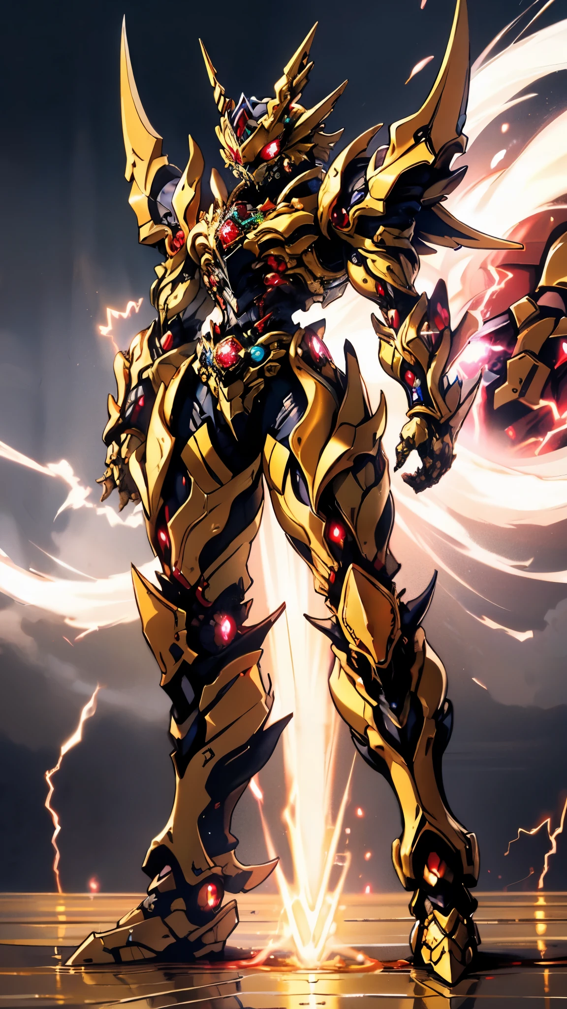 A woman adorned in fantasy-style full-body armor, a crown-concept fully enclosed helmet that unveils only her eyes, a composite layered chest plate, fully encompassing shoulder and hand guards, a lightweight waist armor, form-fitting shin guards, the overall design is heavy-duty yet flexible, ((the armor gleams with a golden glow, complemented by red and blue accents)), exhibiting a noble aura, she floats above a fantasy-surreal high-tech city, this character embodies a finely crafted fantasy-surreal style armored hero in anime style, exquisite and mature manga art style, (Queen bee mixed with Spider concept Armor, plasma, blood), ((Element, energy, elegant, goddess, femminine:1.5)), metallic, high definition, best quality, highres, ultra-detailed, ultra-fine painting, extremely delicate, professional, anatomically correct, symmetrical face, extremely detailed eyes and face, high quality eyes, creativity, RAW photo, UHD, 32k, Natural light, cinematic lighting, masterpiece-anatomy-perfect, masterpiece:1.5