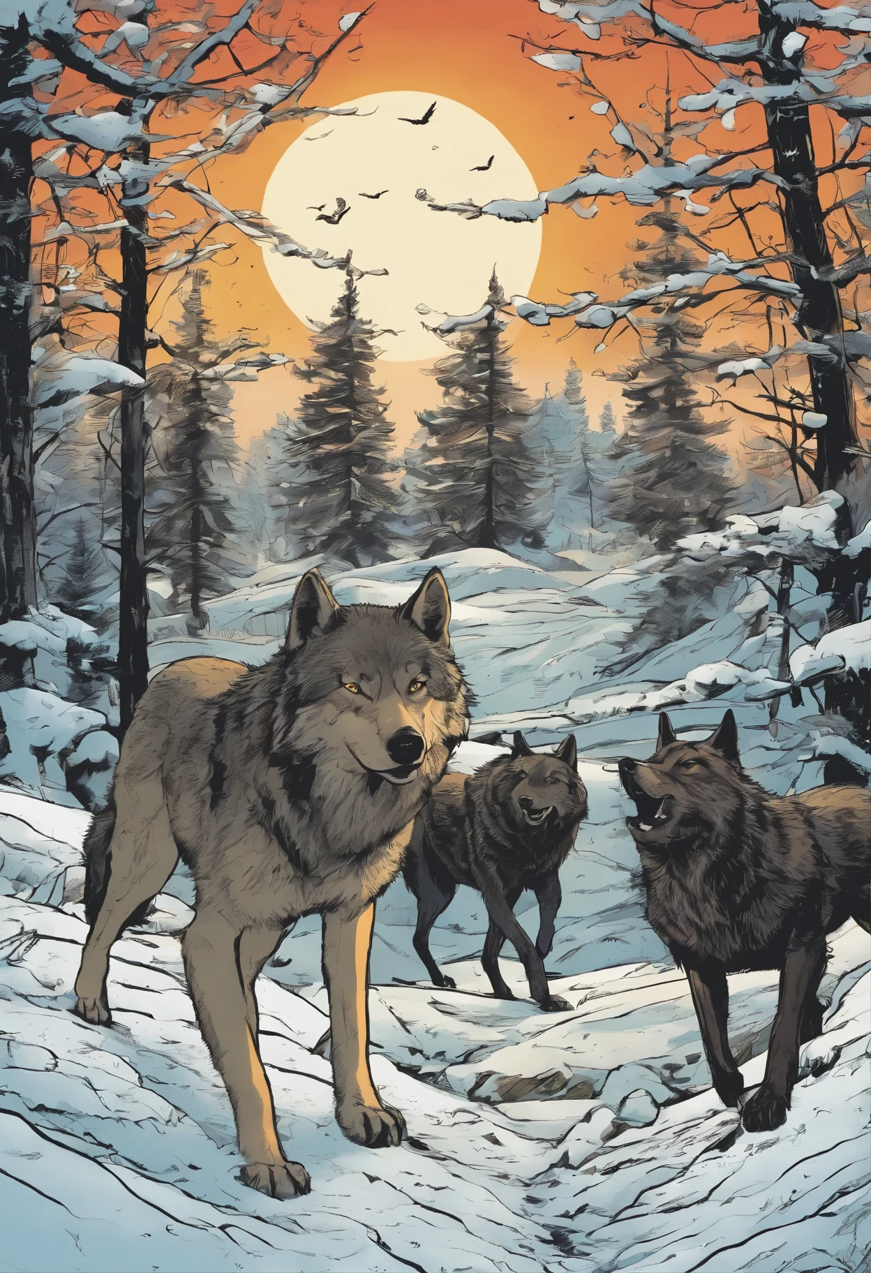 American comics about a pack of wolves and a murder of crows working together