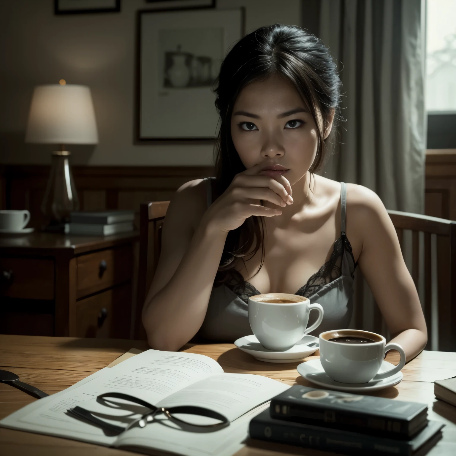 Drinking coffee every morning is a relaxing start to the day.,full hd 8k,Realistic horror,---Auto---S2