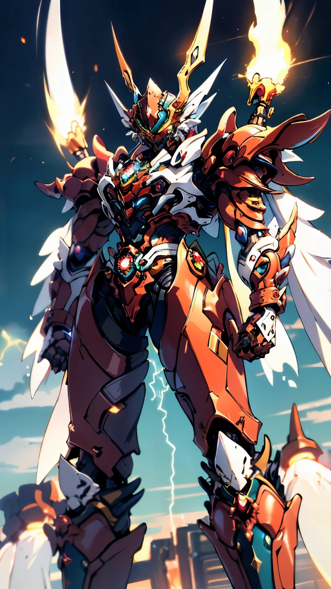 A woman adorned in fantasy-style full-body armor, a crown-concept fully enclosed helmet that unveils only her eyes, a composite layered chest plate, fully encompassing shoulder and hand guards, a lightweight waist armor, form-fitting shin guards, the overall design is heavy-duty yet flexible, ((the armor gleams with a golden glow, complemented by red and blue accents)), exhibiting a noble aura, she floats above a fantasy-surreal high-tech city, this character embodies a finely crafted fantasy-surreal style armored hero in anime style, exquisite and mature manga art style, (Queen bee mixed with Spider concept Armor, plasma, blood), ((Element, energy, elegant, goddess, femminine:1.5)), metallic, high definition, best quality, highres, ultra-detailed, ultra-fine painting, extremely delicate, professional, anatomically correct, symmetrical face, extremely detailed eyes and face, high quality eyes, creativity, RAW photo, UHD, 32k, Natural light, cinematic lighting, masterpiece-anatomy-perfect, masterpiece:1.5