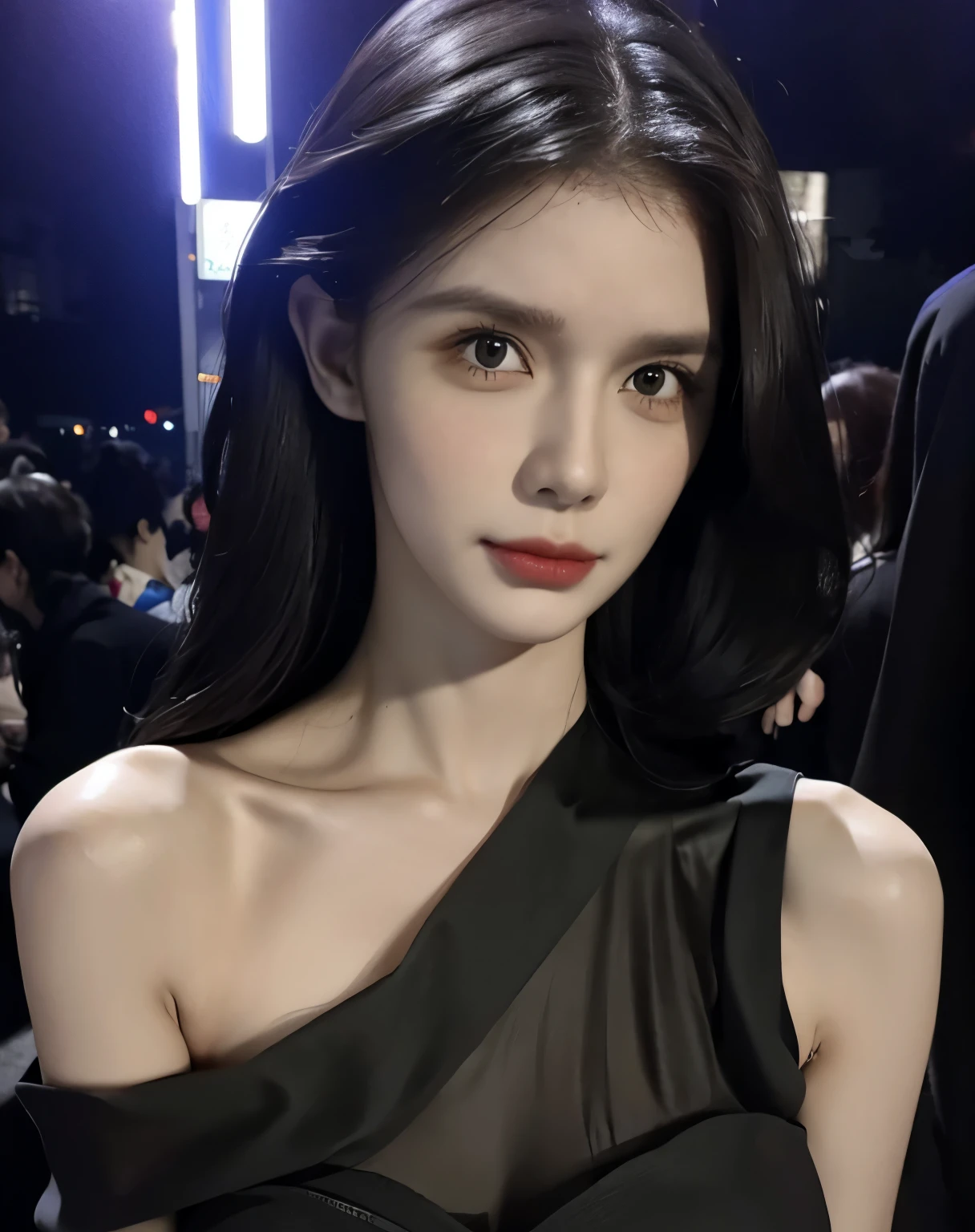 1 girl, Joey, best quality, masterpiece, ultra high resolution, (lifelike:1.4), original photo, Off the shoulders, in the darkness, deep shadow