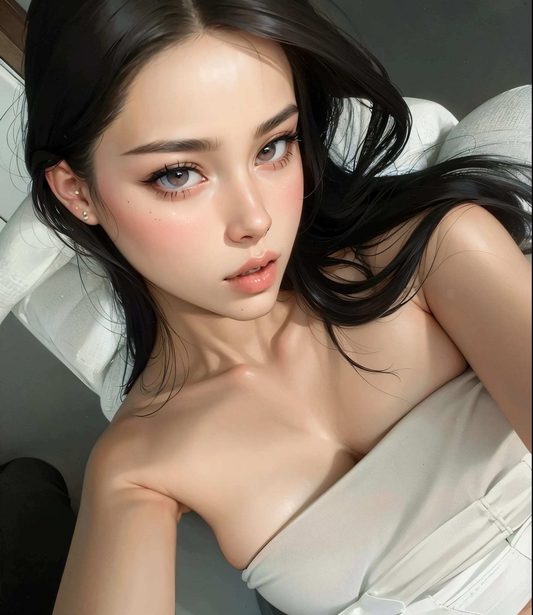 hay una mujer con cabello largo y negro posando para una foto, 18 years, dilraba dilmurat, belleza asombrosa, 21 years, 22 years, 1 8 son, bella poarch, 2 4 year old female model, pale skin soft and flawless, xisionwu, sha xi, pale and light skin!!, modelo de instagram