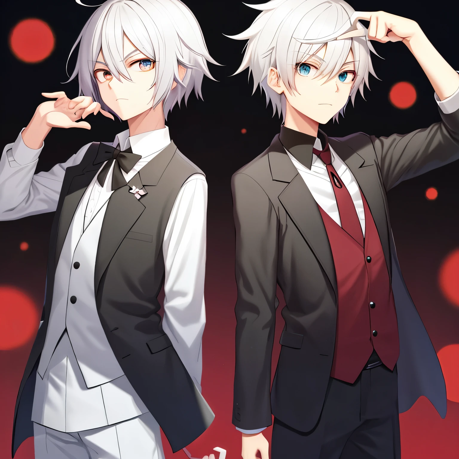 Make a 2D male Vtuber model. Make him using eyeglasess and have a short white hair, make him looks like "Shota"