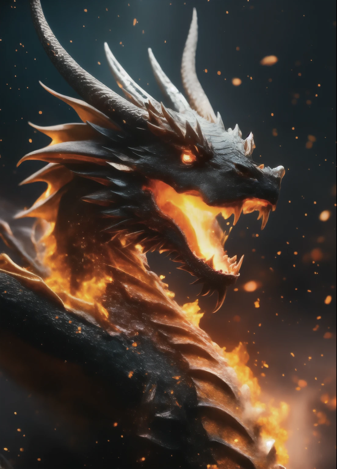 Dragon emerging from fire with galaxy, elegant, luxury, clean, smooth, elegant, beautiful, highly detailed, sharp focus, studio photography, xf iq 4, 1 5 0 mp, 5 0 mm, iso 2 0 0, 1 / 1 6 0 s, realistic, natural light, octane render, adobe lightroom, rule of thirds, symmetrical balance, depth layering, polarizing filter, sense of depth, ai enhanced