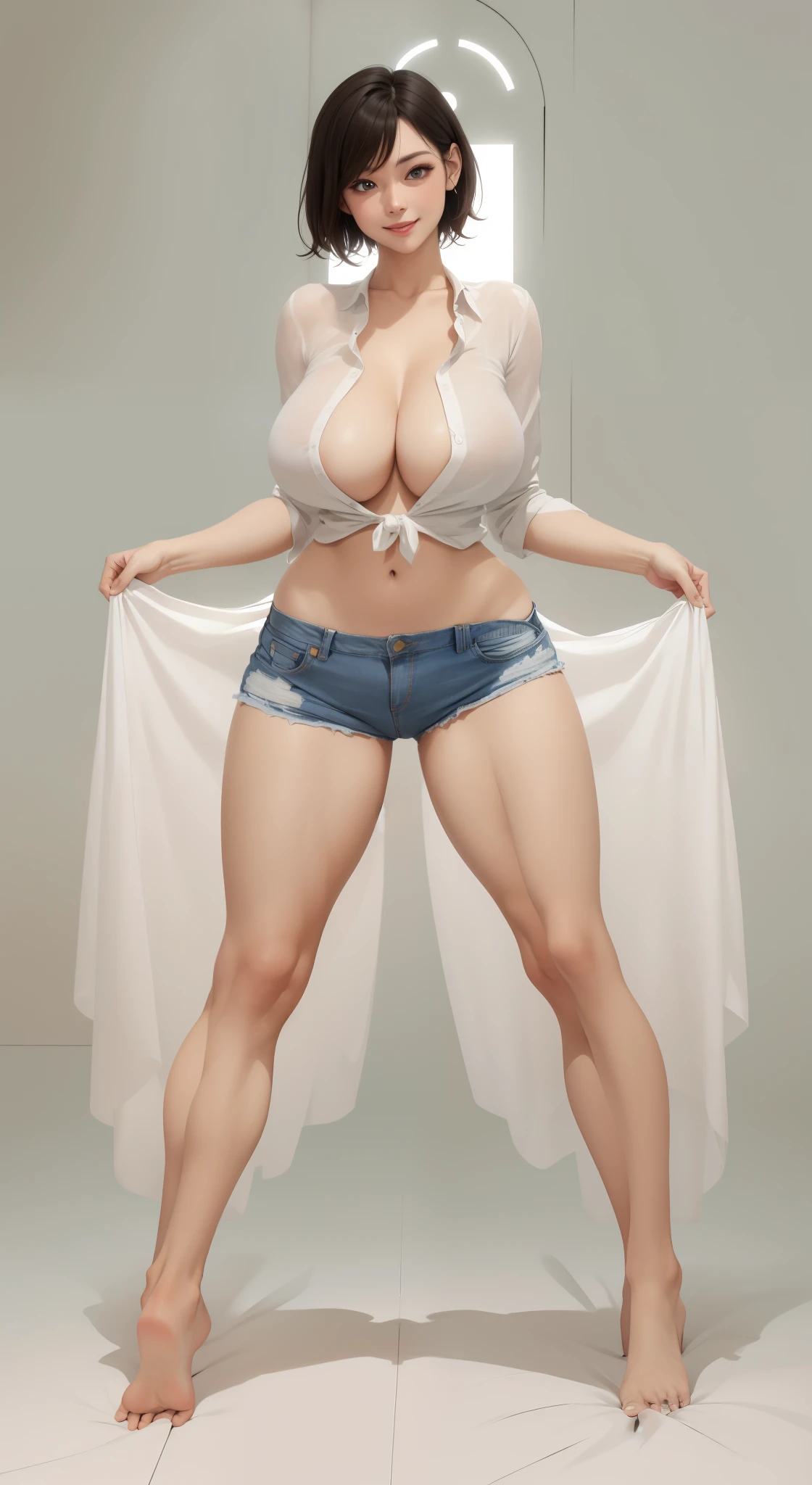white shirt, cleavage