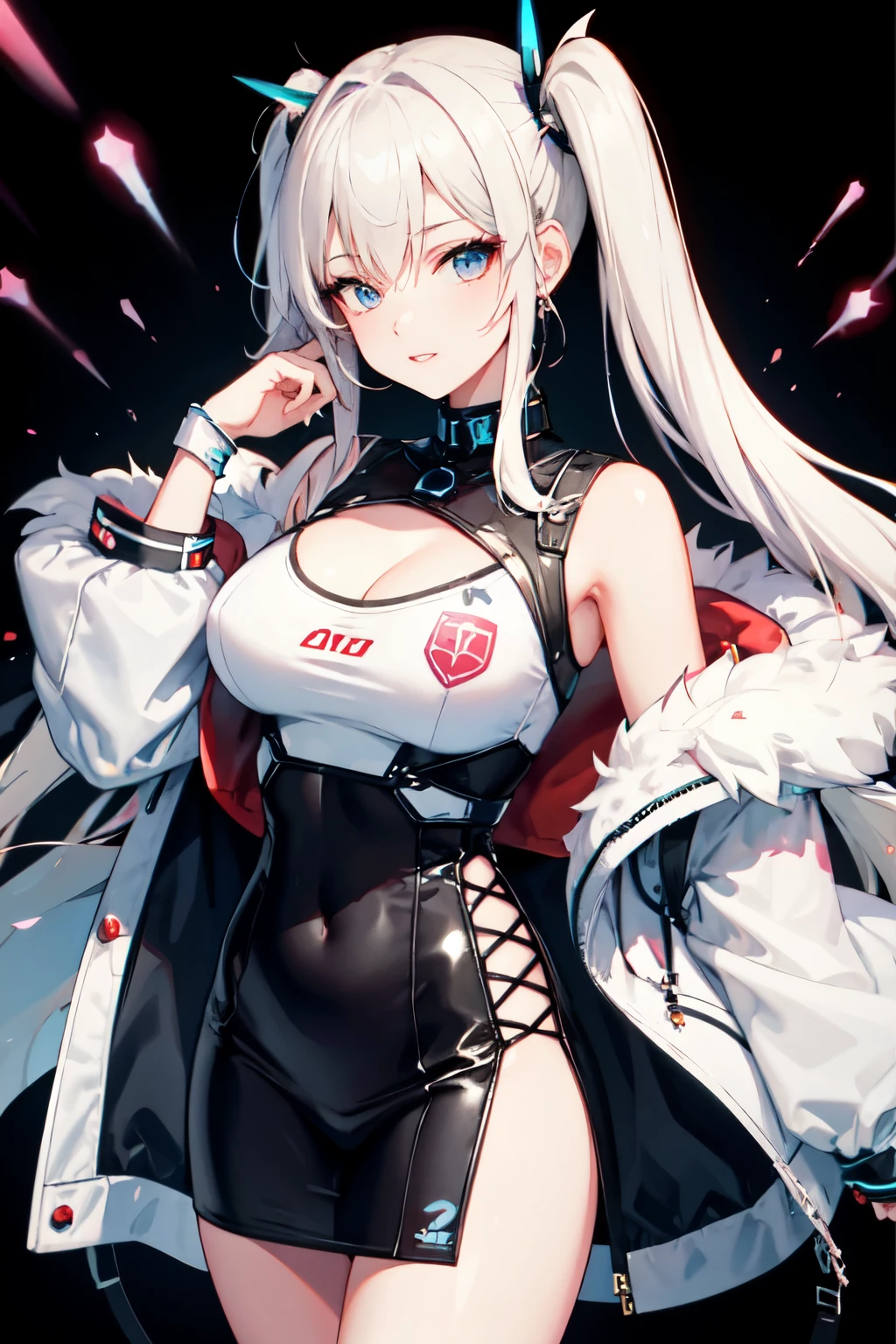 best quality. ((masterpiece)), ((wallpaper)), ((ultra HD)). ((4k quality)). ((fanart style)), ((anime style art)). ((a girl)). ((light skin)), closed eyes. ((perfect)). ((embarrassed)), ((fox ear)), ((perfect)), nose, eyebrows, ((giant straight white hair)), ((strand detail)), ((body shadow and light effects)), sexy casual outfit, ((ultra detailed)), arm back, ((light and shadow effects on outfit)), ((perfect breasts) ), details, ((background)). ((perfect)), grainy effect, ((perfect))
