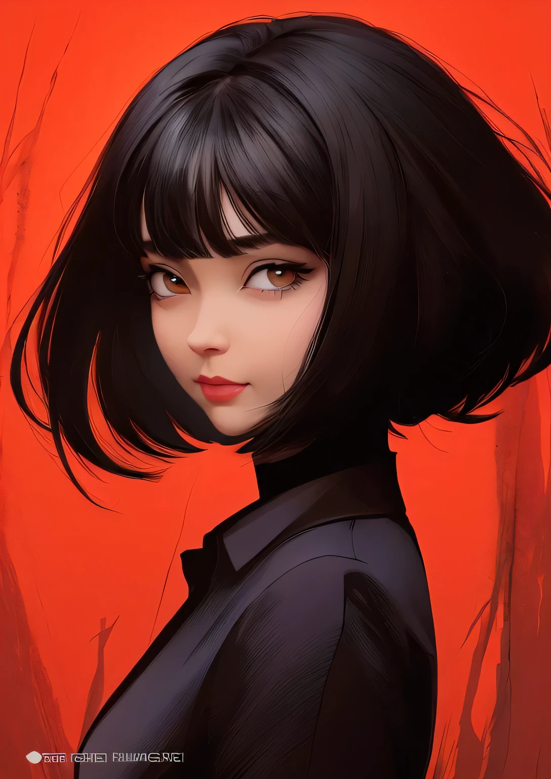 garota anime com cabelo preto e olhos vermelhos na frente de um fundo vermelho, arte digital Ilya Kuvshinov, estilo de Ilya Kuvshinov, Breathtaking Ilya Kuvshinov, Kuvshinov Ilya, artgerm e ilya kuvshinov, Estilo de Ilya Kuvshinov, Estilo de arte : Ilya Kuvshinov