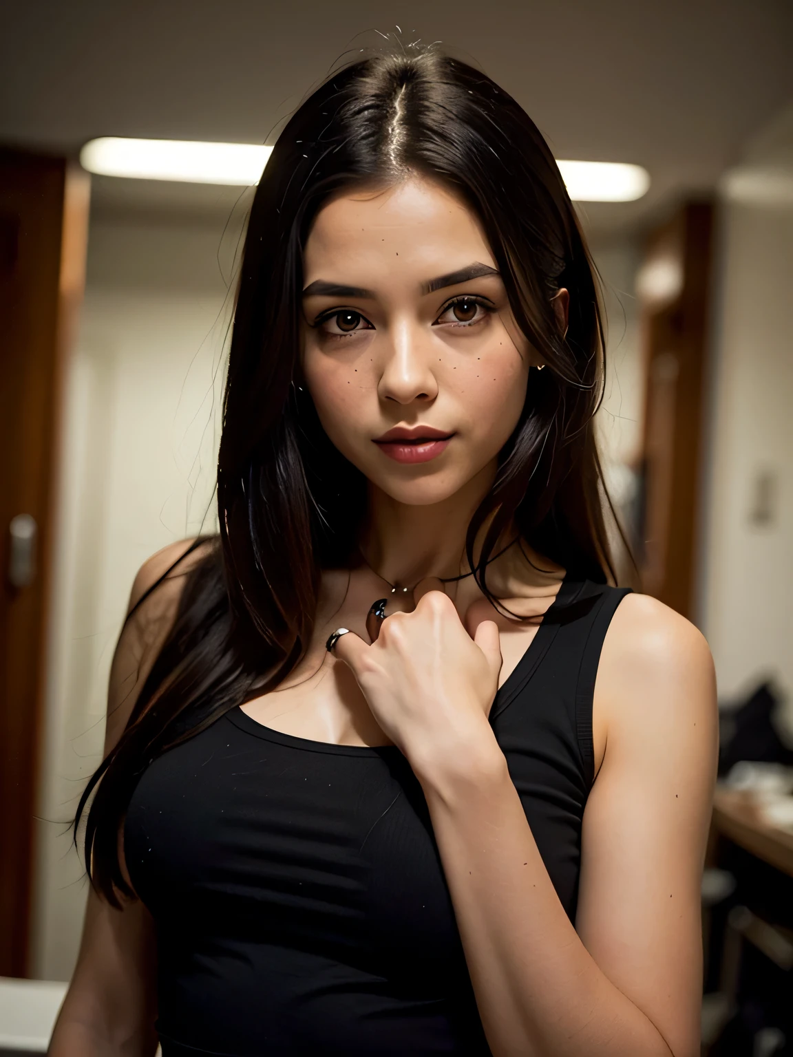 foco no rosto, ((qualidade excepcional)), ((obra-prima)), ((true to reality)), garota brasileira de 18 anos de biquini, brasileira linda, de frente, long straight black hair down to the waist, ela tem rabo de cabelo curto, ela tem rabo de cavalo curto no cabelo, she is happy, tem um sorriso lindo, olhos azuis brilhantes, eyes as blue as possible, lentes de contato azul nos olhos, gostosa, abdome definido, (((foto da cintura para cima))), (pose sensual), Imagem centralizada, sharp focus, volumetric lighting, bons destaques, bom sombreamento, espalhamento subsuperficial, intrincado, altamente detalhado, Dance style, ((cinematographic)), Dramatic, (mais alta qualidade, Concedido, obra-prima:1.5), (fotorrealista:1.5), fotografia, foto realista, Nikon, Luz Natural, 4k, High definition, ................CRU, XF IQ4, 150MP, 50 millimeters, ISO 1000 Certification, 1/Anos 250, Luz Natural, adobe lightroom, Photo laboratory, Photographic Affinity, FotoDiretor 365,
