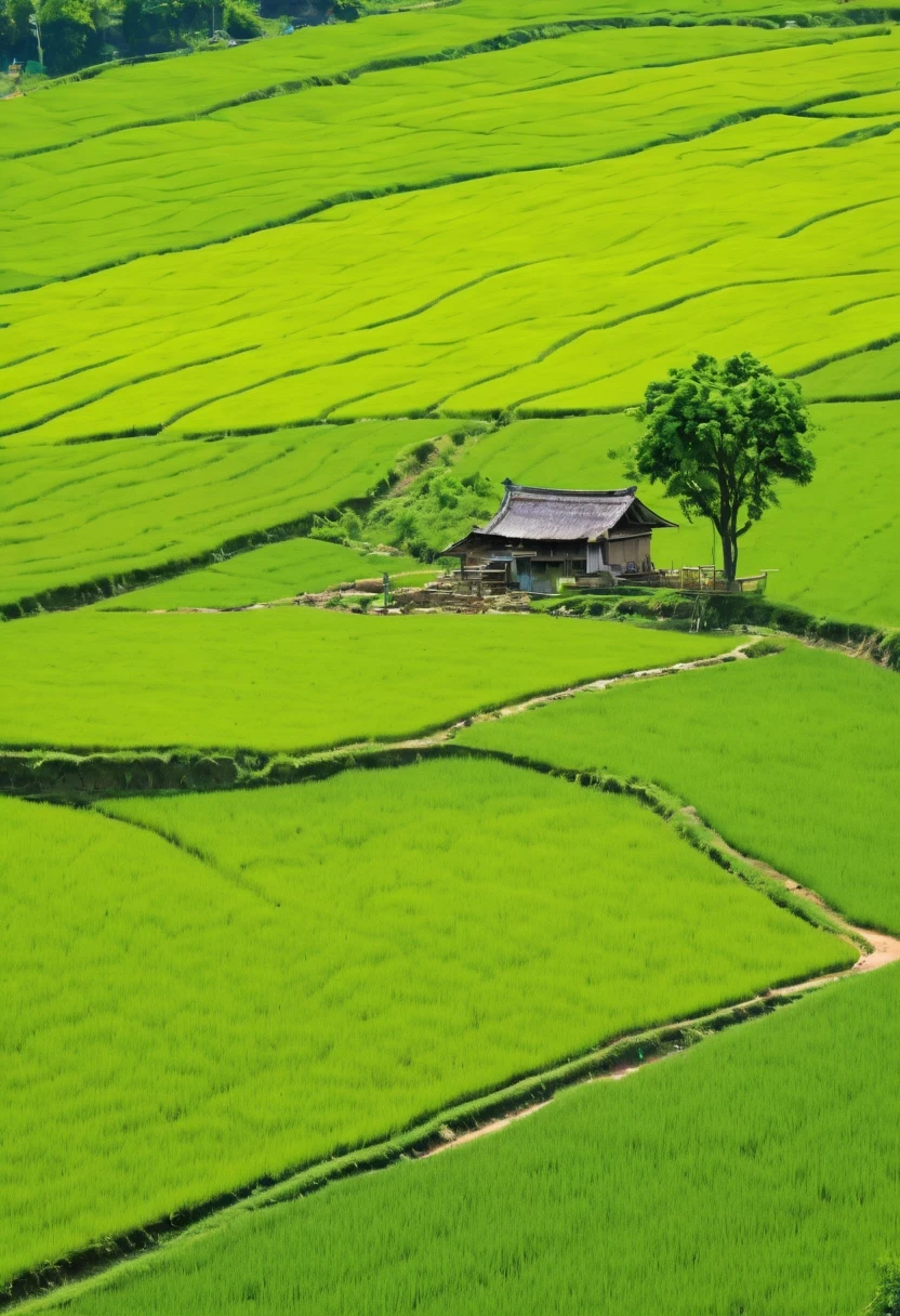 paddy,rural area,Pastoral scenery,spring landscape