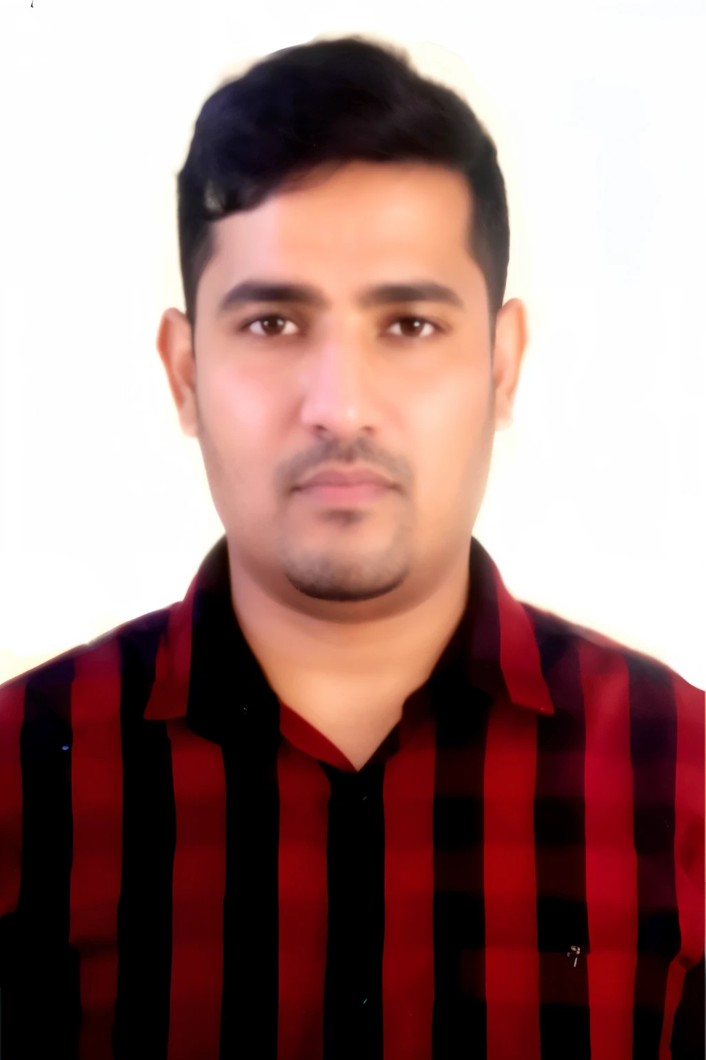 there is a man with a red and black shirt and a black tie, portait photo profile picture, khyzyl saleem, vastayan, very clear picture, mohamed chahin, ranjit ghosh, professional profile picture, by Rajesh Soni, johnatan wayshak, 4 0 years old man, profile pic, professional picture, very very low quality picture
