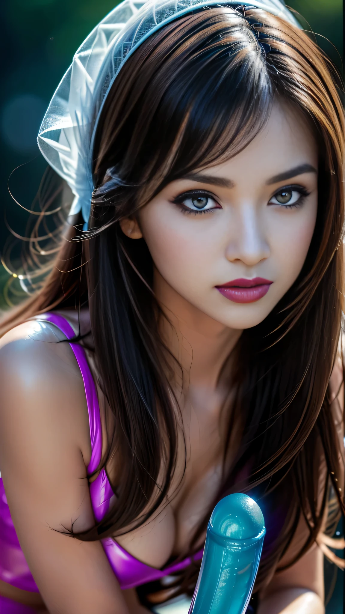 dressed, ((details of a very beautiful face:1.4)), ((Ultra-realistic最high quality))16k resolution, ((photo realistic:1.55)), (1girl:1.4) 21years old、fashion supermodel、cinematic lighting, (Increase quality:1.2), (best quality real texture skin:1.2), (ultra detailed eyes:1.2)), finely detailed face, (finely quality eyes), (tired and sleepy and satisfied:0.0), (detailed lips:1.33)、(Detailed nose:1.2)、(((chrone:1.3))), (Increase body line mood:1.1), (Increase skin texture beauty:1.3), ((ccurate, award winning:1.4)), ((sharp focus)), (small head: 1.4)、(slim face), pink_makeup:1.25, long_blue_eyeliner:1.2, (red_lipstick:1.32), ((brown_eyes:1.35)) perfect dark_eyeshadows:1.3, ((matte skin:1.45))、(((she is sitting on a bike, without a saddle, a vaginal_chrome(_big_dildo_)sticking out of her vagina:1.23)))、(((open mouth:1.32))), ((hair covers the pubic area:1.33))、(((closeup the uterus))), (((transparent uterus))), ((opened uterus)), ((exposed naked uterus)), ((anatomically correct:1.3))、((firm normal full breasts:1.45))、((hair is a different color than eyes, dynamic random fancy, professional hairstyles:1.33)), ((Fluorescent glass glows with ultraviolet light:1.33)), UHD, ((erotic pose:1.35)), upper body shot, ((turn back, back shot)), ((from below:1.3)), (((super elaborate extravagant microscopic evening wear:1.23)))