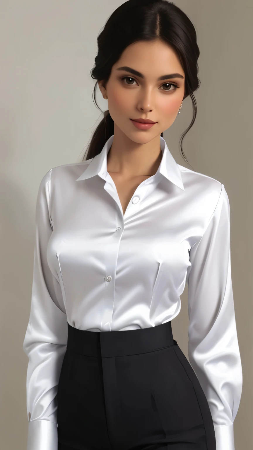 Camisa satin blanca ajustada