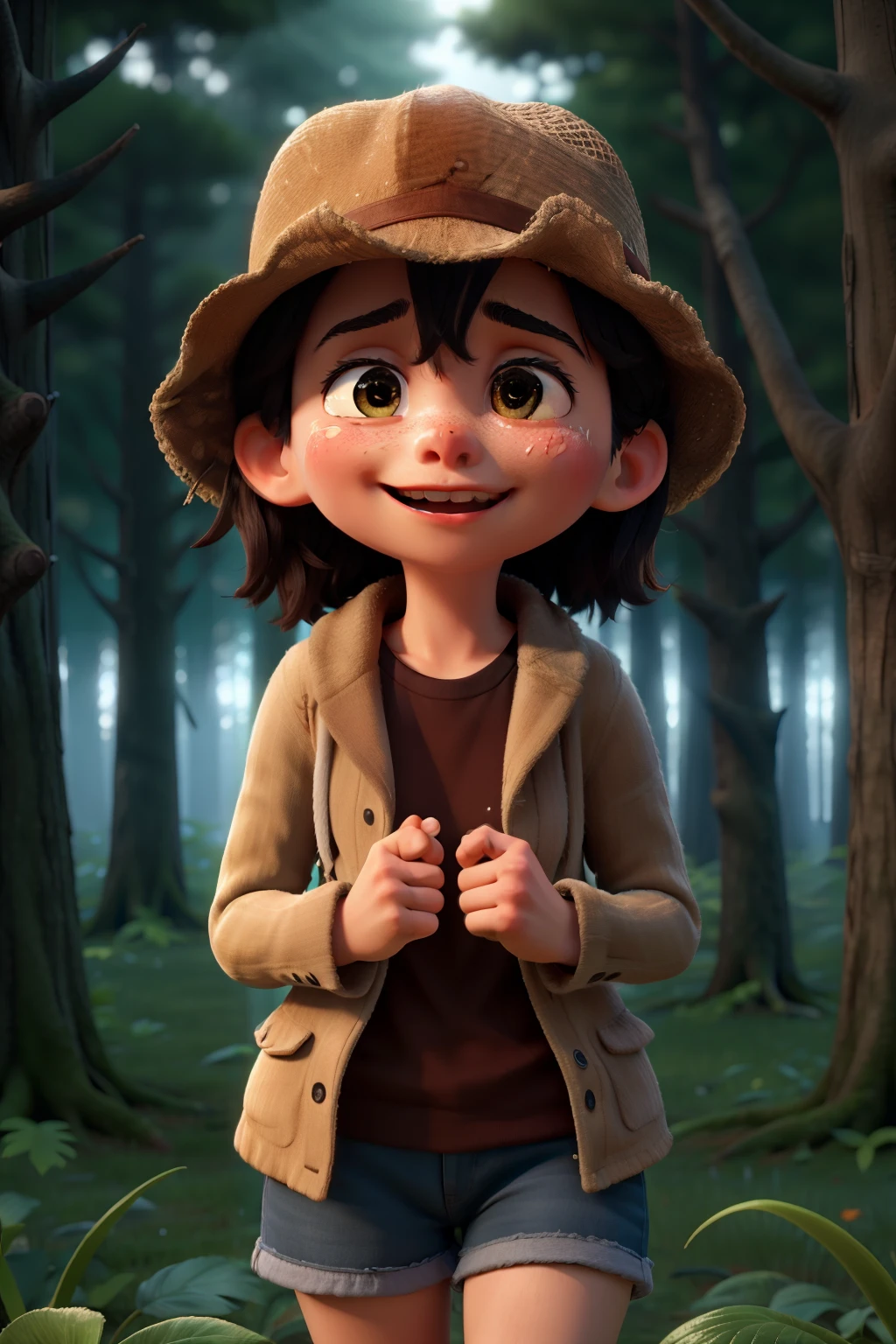 Crying at the night in forest