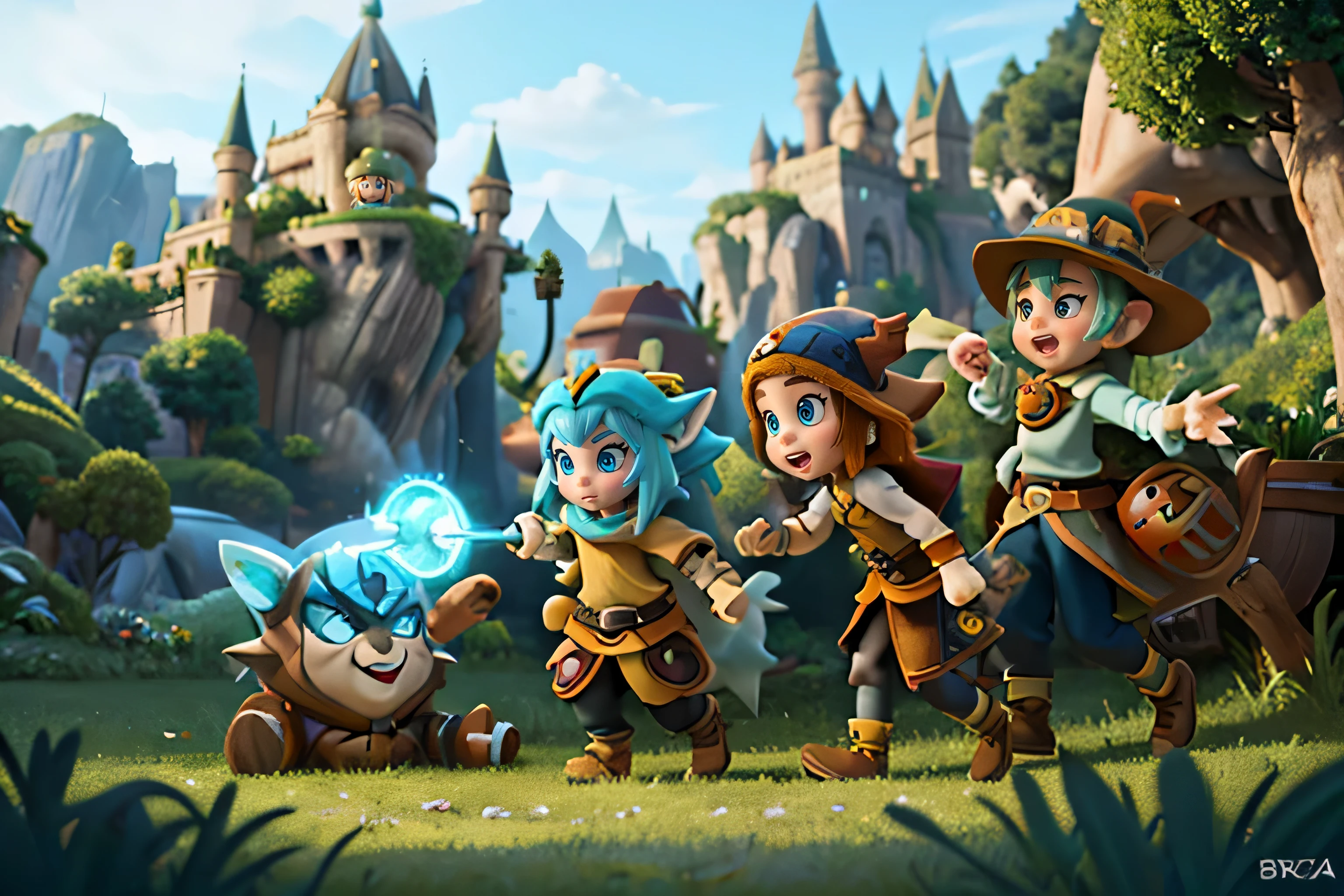 Personnages d&#39;Harry Potter dans le monde de Wakfu, mélangeant leurs capacités magiques avec le style artistique unique et le monde vibrant. (best quality,4K,8K,high resolution,chef-d&#39;artwork:1.2),ultra-detailed,(realistic,photorealistic,photo-realistic:1.37), portraits, artistes conceptuels, colored, Ambiance magique, animated, detailed scenic environments, Conception complexe des personnages, lanceur de sorts puissant, narration immersive, expressions faciales vives et expressives, magical creatures, scenes from&#39;action dynamiques, styles de mode uniques, artefacts magiques, des paysages à couper le souffle, Ethereal Lighting Effects, Emblematic monuments, Mystical Forests, villes fantaisistes, fusion parfaite du charme d&#39;Harry Potter et de l&#39;univers imaginaire de Wakfu.