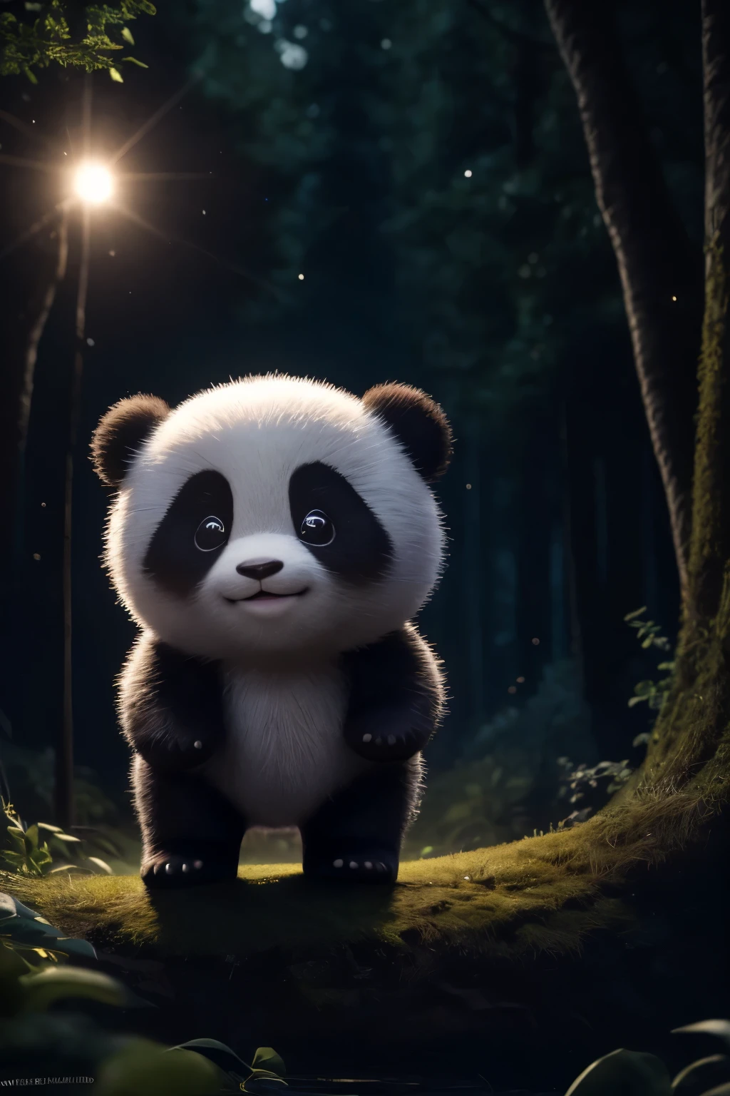 (artwork), (best quality), (ultra-detailed), (Full body:1.2), Super cute, Pixar, baby panda in pajamas, Big bright eyes, cuddly, smile, Delicate and fine, fairy tales, Incredibly highly detailed, Pixar style, bright color palette, natural light, Magic forest background with pure color, octane rendering, trending on Artstation, gorgeous, ultra wide angle, 8K, high definition, Realistic