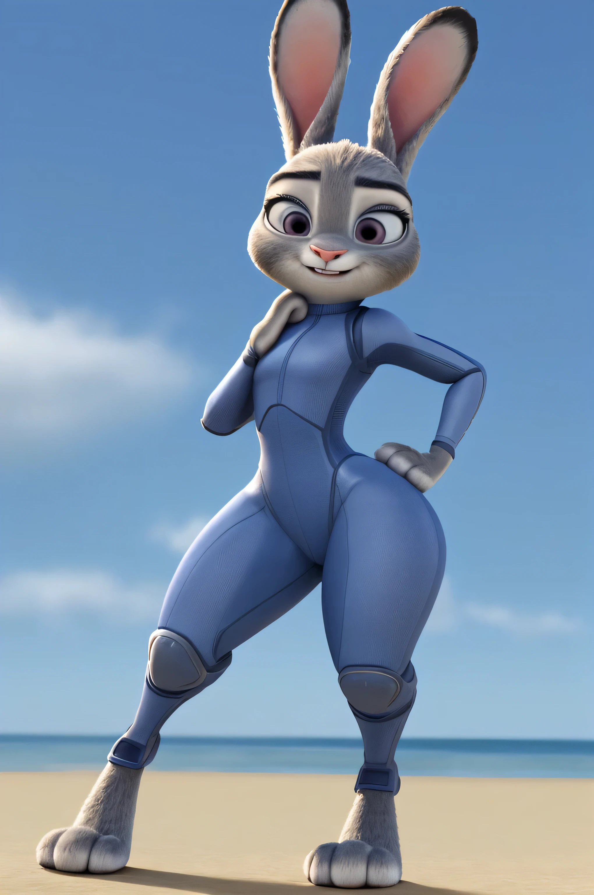 judy hopps, Piernas gruesas, patas gruesas, caderas delgadas, postura de las patas,mono,de pie,muslos gruesos,dream job,ver la entrepierna,playa,3d animation