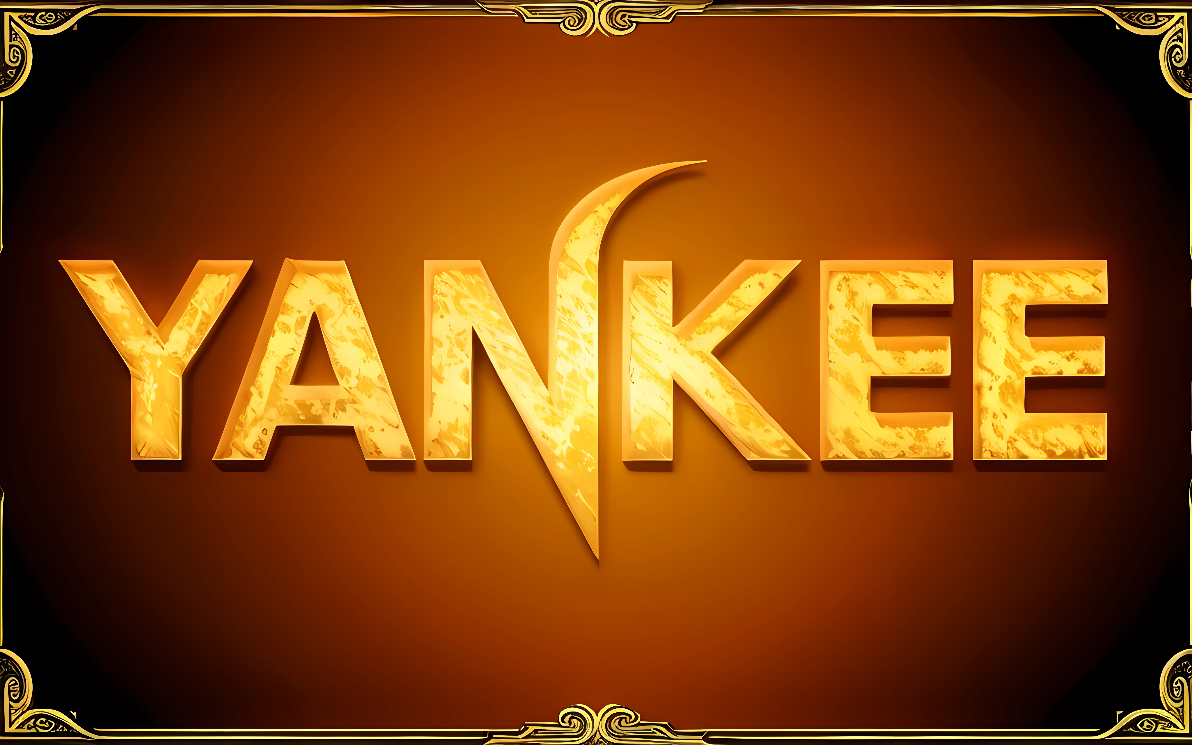 um close de um logotipo com fundo branco e fundo vermelho e amarelo, solid and intense gold colors, detalhes saltados sobre a fonte da logo, borda iluminada ao redor da letra, estilo medieval, detalhes bem definidos, 8K, melhor qualidade