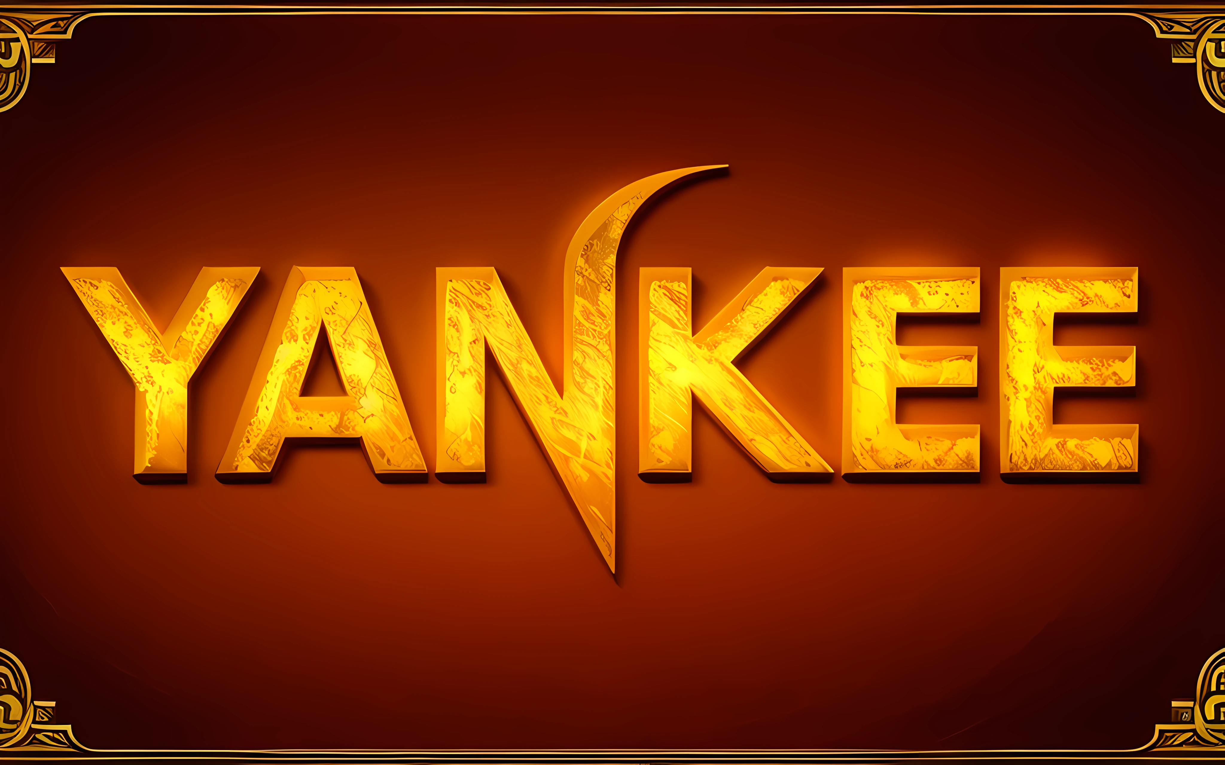 um close de um logotipo com fundo branco e fundo vermelho e amarelo, solid and intense gold colors, detalhes saltados sobre a fonte da logo, borda iluminada ao redor da letra, estilo medieval, detalhes bem definidos, 8K, melhor qualidade
