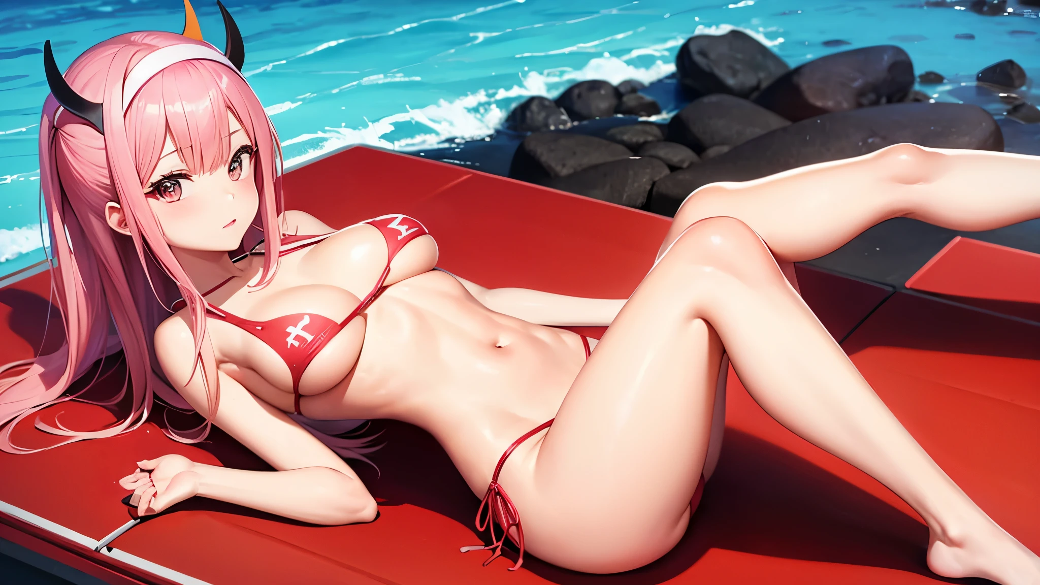 Zero two com bikini de vaquinha