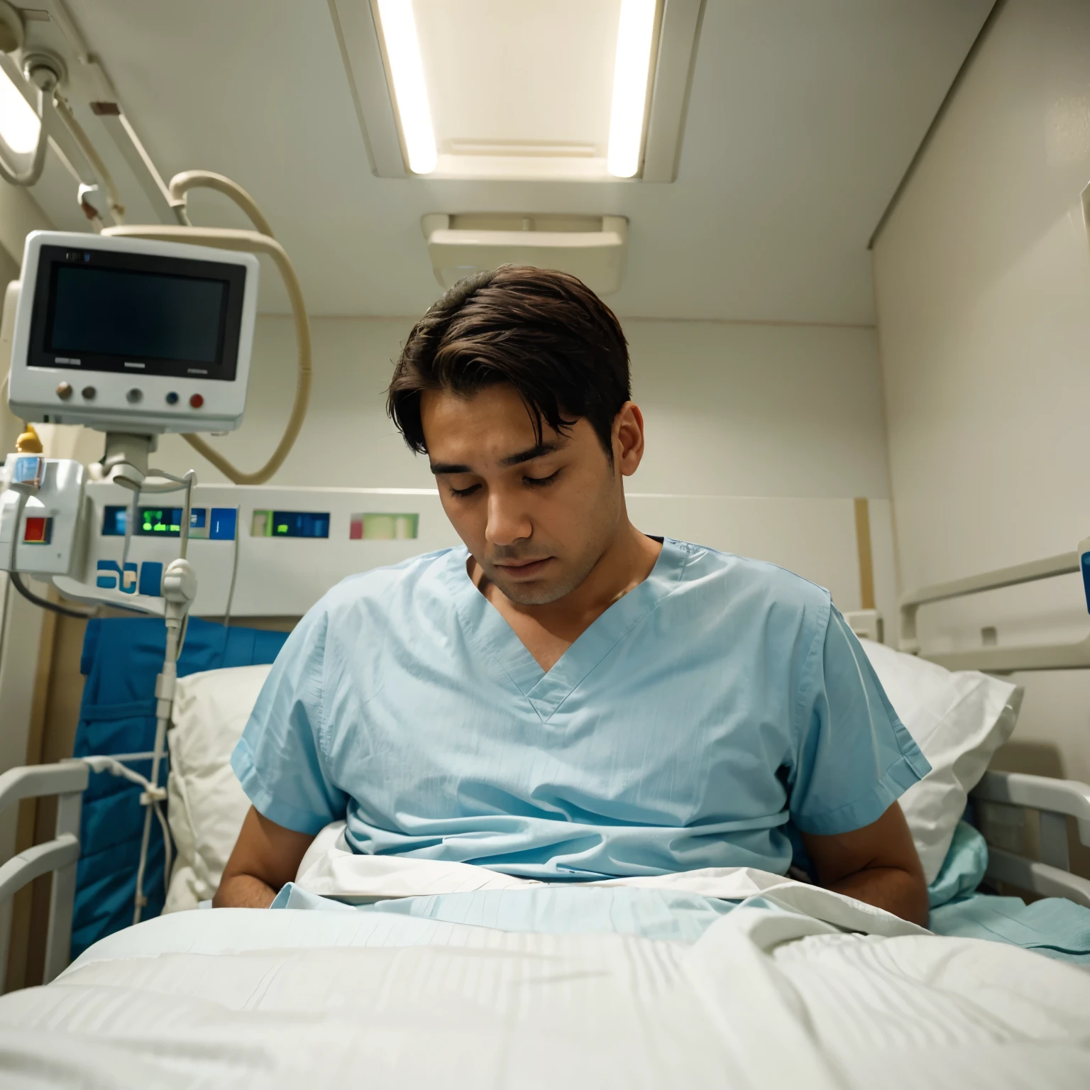 A man in a hospital bed