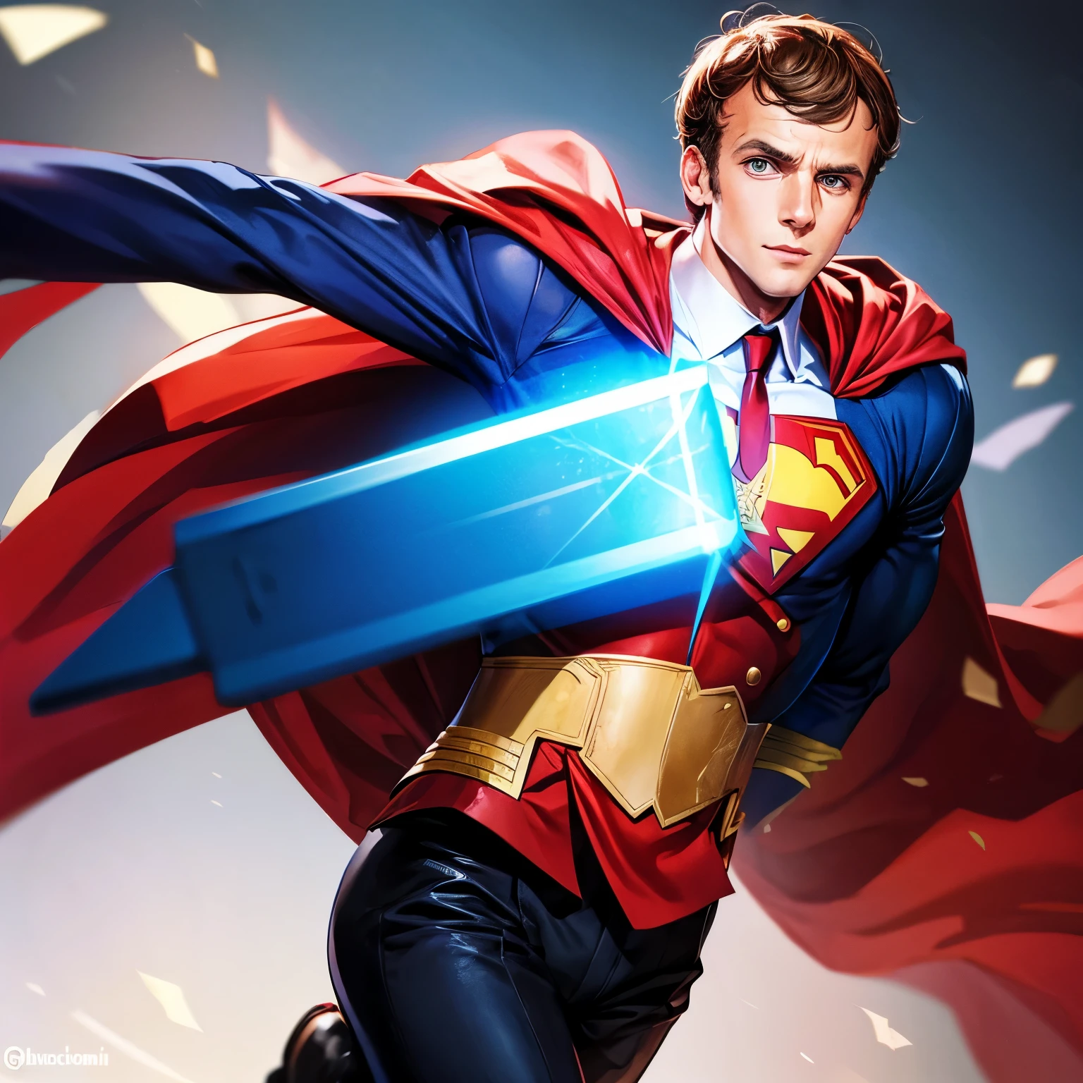 Emmanuel Macron dressed as Superman