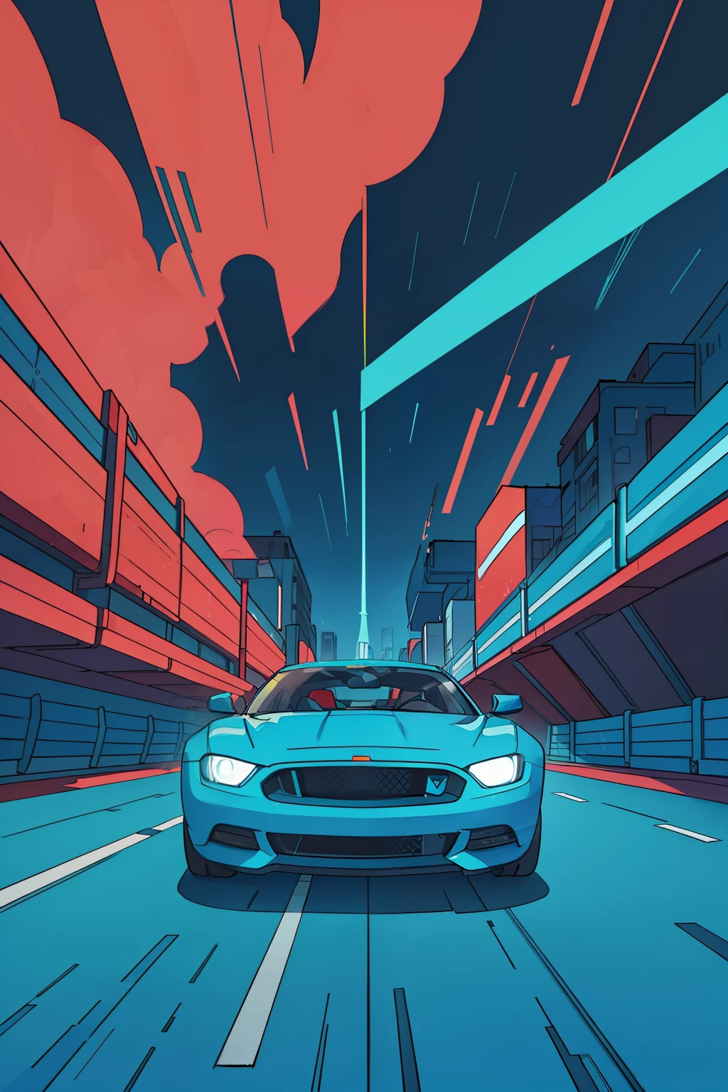 Progress bar transformed into a vibrant "Hot Wheels"-inspired road, extending the entire length of the screen in a captivating 3D style. The blue color road is textured with intricate details, creating an illusion of depth. Suspended on the wall, the progress bar road appears as if it's ready for an exciting racing adventure. With a minimalistic red background, the sharpness of the lines adds to the overall appeal, making it a visually appealing and functional element for tracking progress.