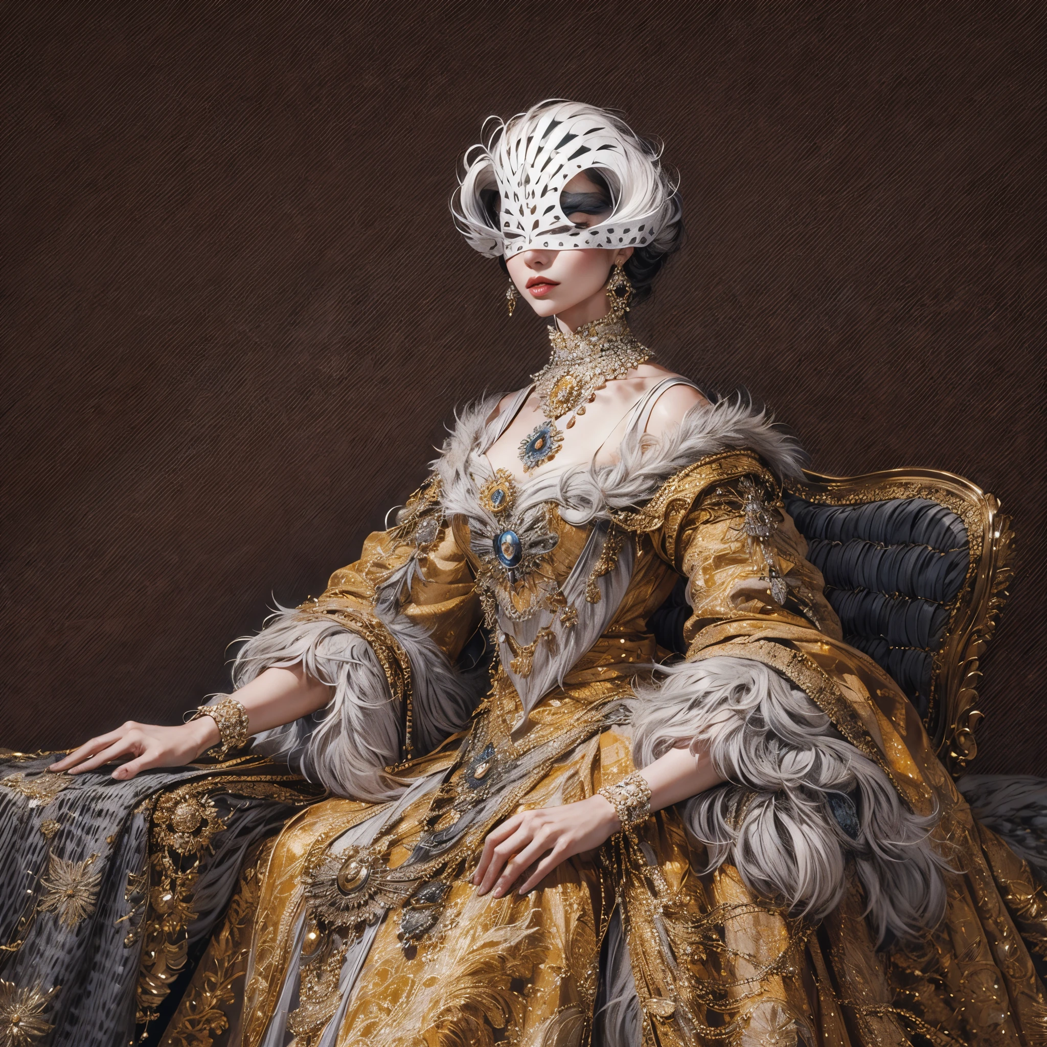 royal woman on solid grey background