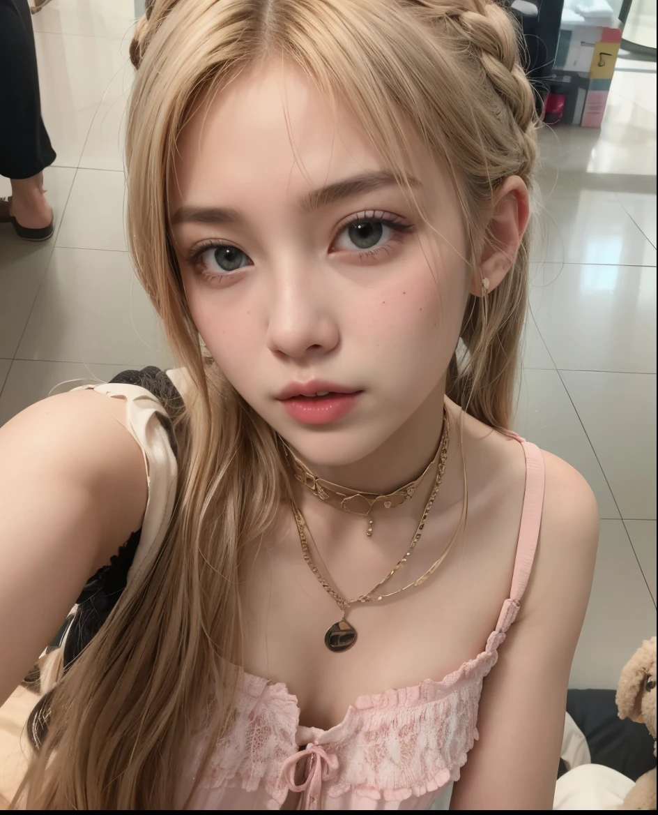 um close de uma mulher com cabelos longos e uma blusa rosa, lalisa manobal, Lalisa Manoban do Blackpink, parque roseanne de blackpink, Ulzzang, 8K selfie photograph, adorable and pale korean face, jossi do blackpink, portrait of jossi do blackpink, ela tem um rosto fofo, garota de anime na vida real, 8K))