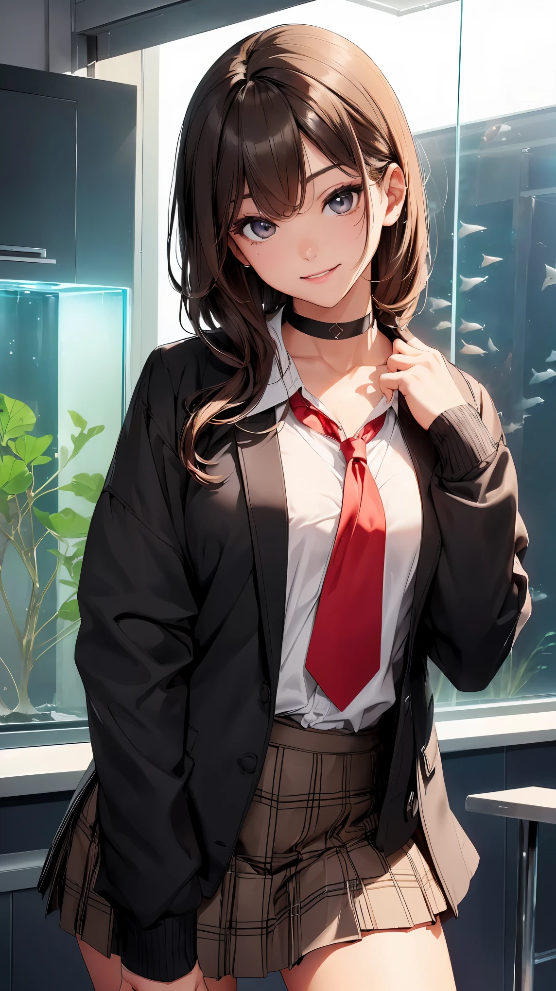 (8k, Super realistic,最high quality, high quality, High resolution, high quality texture, masterpiece:1.2, Highly detailed CG,detailed texture, unreal engine), (small face, realistic facial expression), (high detail skin:1.2), one woman, (brown hair, straight hair, black eye), (slim body shape:1.4, A woman with a slender body and big breasts), very detailed顔と肌の質感, ((turn to the side:1.2)), ((photo shootのためポーズをとる)), (smile:1.5), (((sailor suit, school uniform), ((photo shoot, Standing)), face close up shot:1.2, beautiful skin, shiny skin, perfect fingers, five fingers, anatomically correct, background bokeh, high quality, surreal, bright colors, ((nikon, 50㎜, f/1.8, very detailed, photo shoot)),