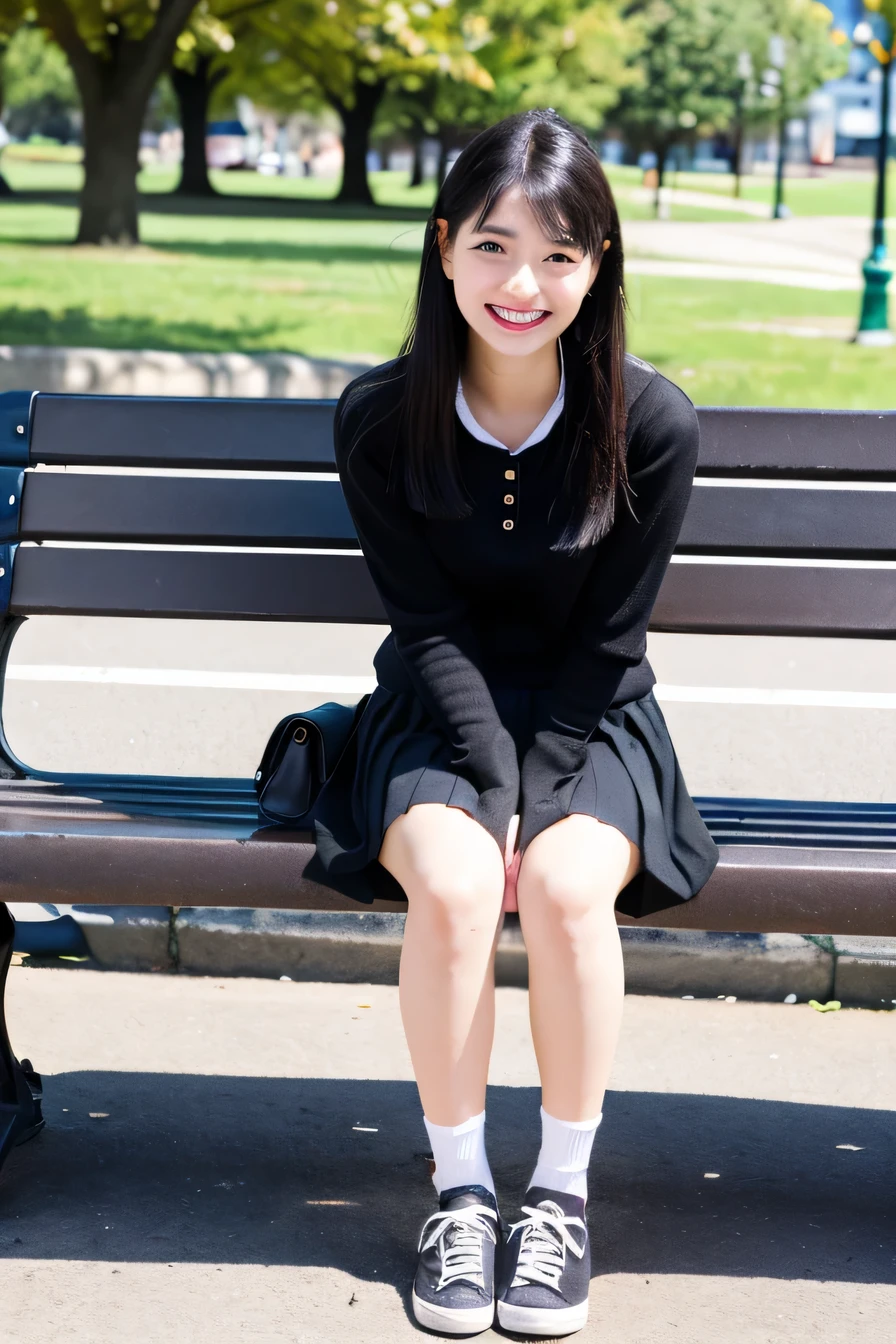 Araffe sitting on a bench in a park with a backpack - SeaArt AI