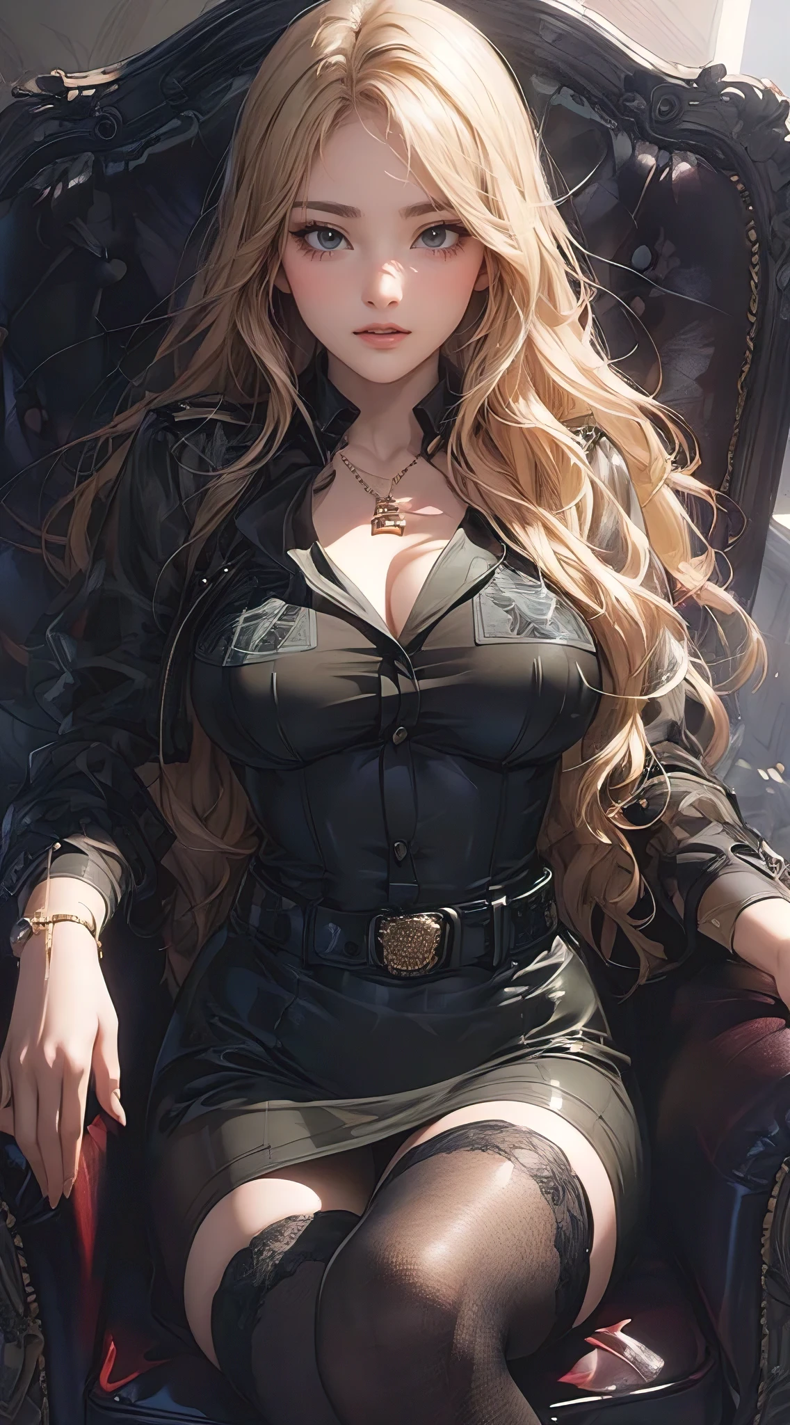 (masterpiece, best quality, photorealistic, ultra-detailed:1.2), perfect body, large breasts, wide hips, big gorgeous eyes, luscious full lips, smile, parted lips, dangerous allure, (fashion by burberry, see through, transparent clothing:1.2), metro city, anime realism by artgerm and ayami kojima and donato giancola
