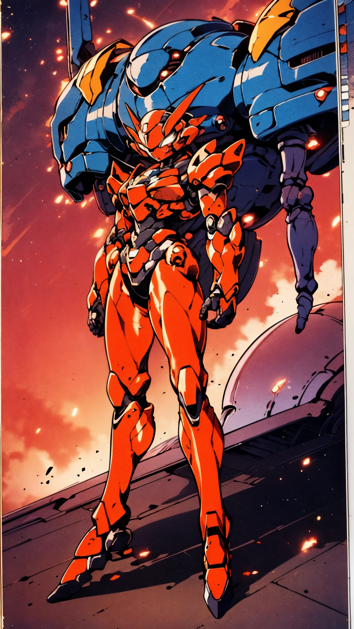 A woman adorned in fantasy-style full-body armor, a crown-concept fully enclosed helmet that unveils only her eyes, a composite layered chest plate, fully encompassing shoulder and hand guards, a lightweight waist armor, form-fitting shin guards, the overall design is heavy-duty yet flexible, ((the armor gleams with a golden glow, complemented by red and blue accents)), exhibiting a noble aura, she floats above a fantasy-surreal high-tech city, this character embodies a finely crafted fantasy-surreal style armored hero in anime style, exquisite and mature manga art style, (Queen bee mixed with Spider concept Armor, plasma, blood), ((Element, energy, elegant, goddess, femminine:1.5)), metallic, high definition, best quality, highres, ultra-detailed, ultra-fine painting, extremely delicate, professional, anatomically correct, symmetrical face, extremely detailed eyes and face, high quality eyes, creativity, RAW photo, UHD, 32k, Natural light, cinematic lighting, masterpiece-anatomy-perfect, masterpiece:1.5
