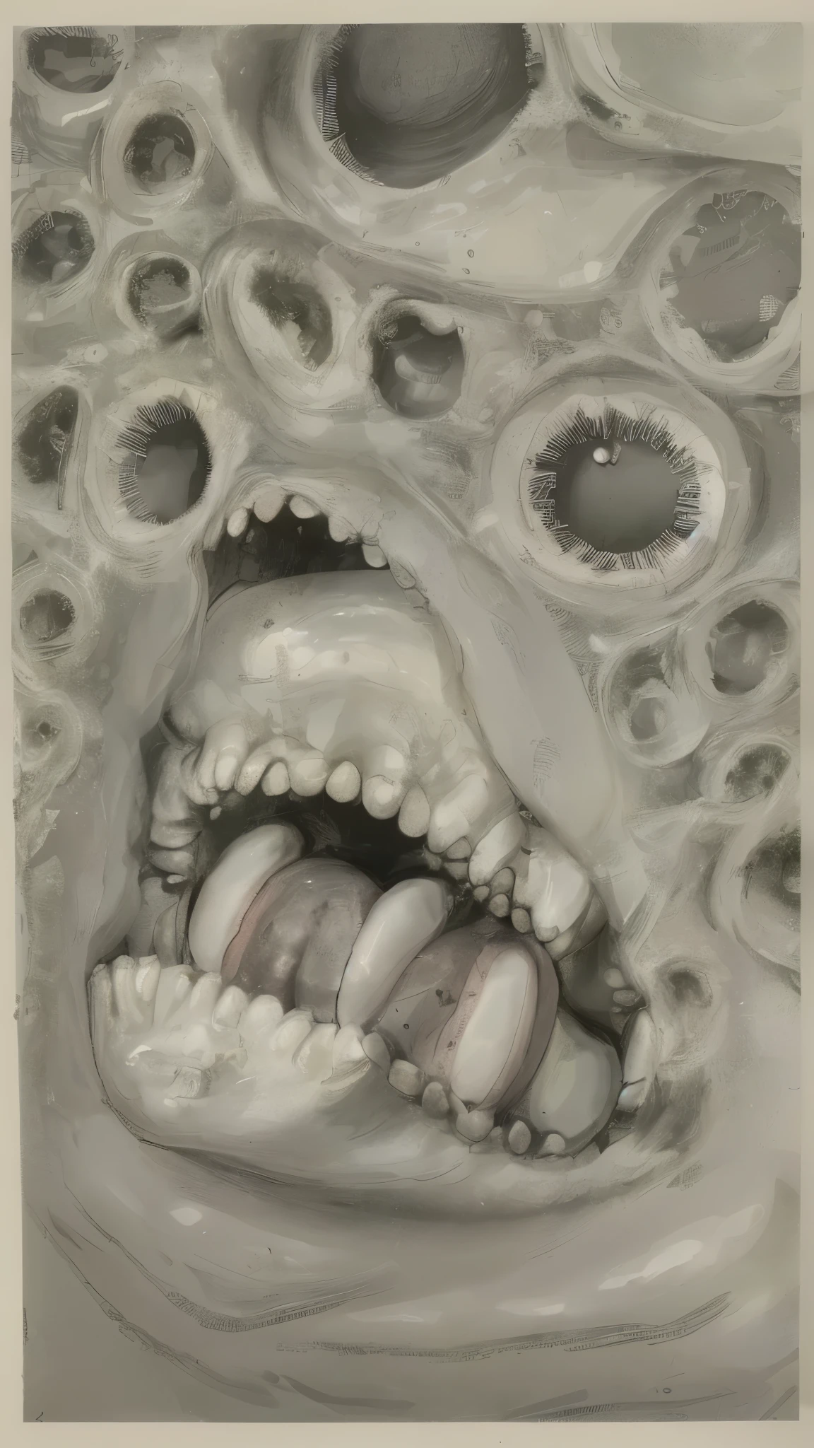 close-up, surreal, a shintaro kago, a school girl, horror anime, horror manga, Surrealism etc