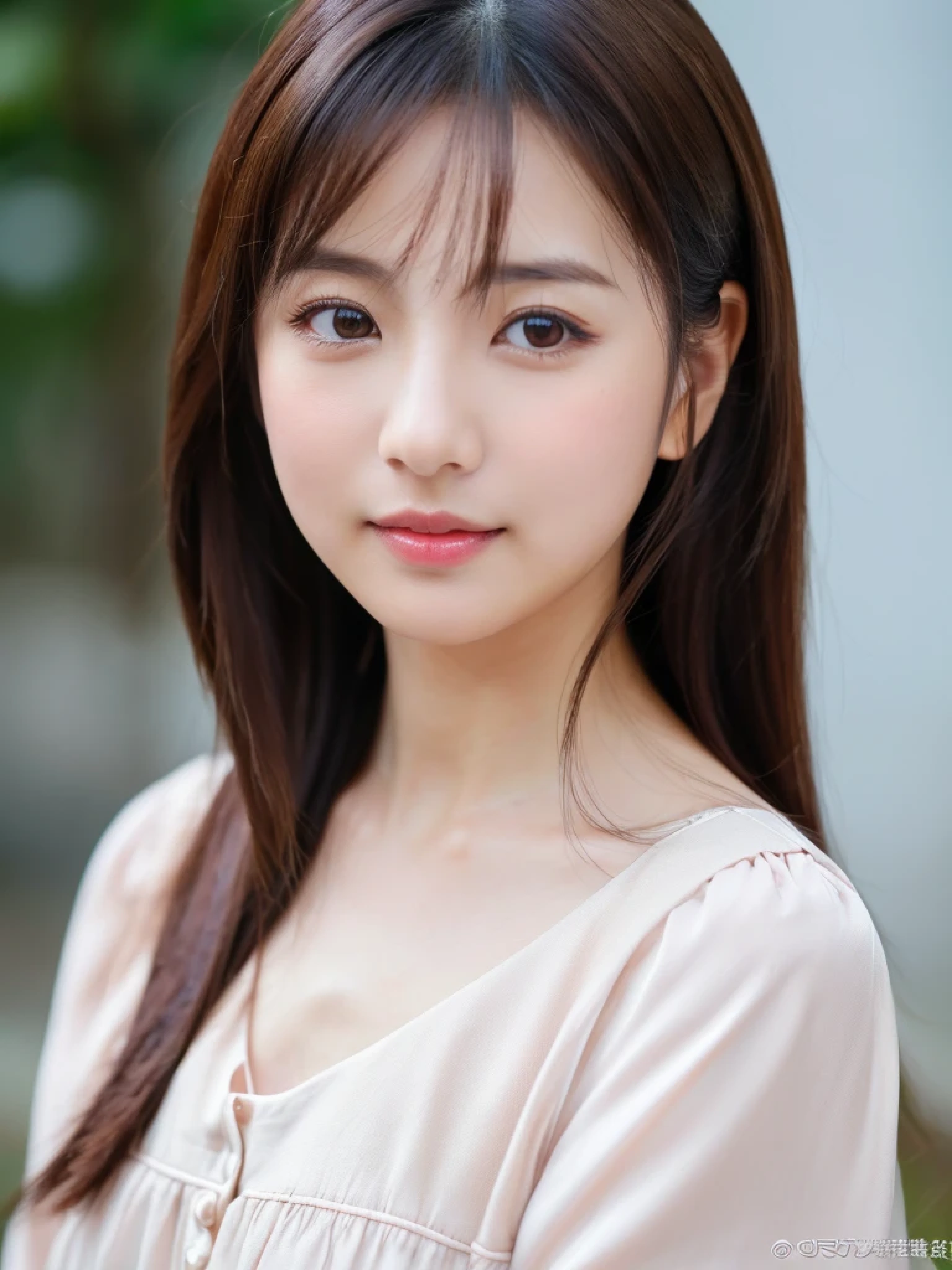 ((cute日本の女の子、beautiful japanese girl、1 girl、19 years old、ponytail、Highly detailed face and skin texture、super detailed face、highly detailed eyes、Lee Hong、blush、close-up of woman、front、 from the neck up、cute、Highly detailed face and skin texture、smooth white skin、Transparent skin texture、))、(dark brown hair)、looking at camera、sharp focus：1.2、beautiful woman with perfect style：1.4、japanese model、young gravure idol、若いcuteグラビアアイドル、Realistic young gravure idol、sophisticated gravure idol、((highest quality、8k、masterpiece:1.5、１photograph))、(4k、RAWphotograph、highest quality)、Place a person on the other side of the screen、Natural light、professional lighting、(realistic、フォトrealistic:1.5)、