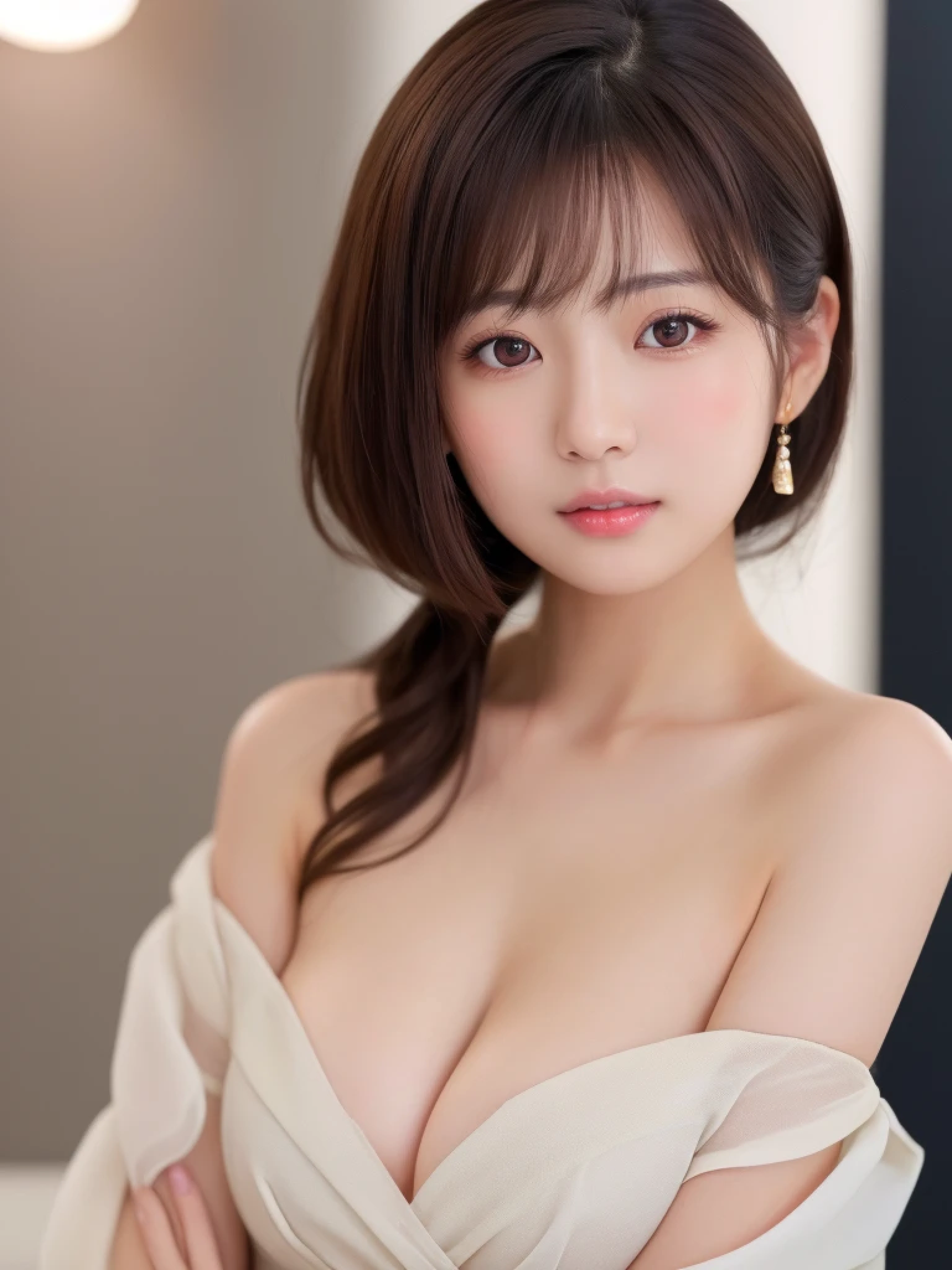 ((cute日本の女の子、beautiful japanese girl、1 girl、19 years old、ponytail、Highly detailed face and skin texture、super detailed face、highly detailed eyes、Lee Hong、blush、close-up of woman、front、 from the neck up、cute、Highly detailed face and skin texture、smooth white skin、Transparent skin texture、))、(dark brown hair)、looking at camera、sharp focus:1.2、beautiful woman with perfect style:1.4、japanese model、young gravure idol、若いcuteグラビアアイドル、Realistic young gravure idol、sophisticated gravure idol、((highest quality、8k、masterpiece:1.5、1photograph))、(4k、RAWphotograph、highest quality)、Place a person on the other side of the screen、Natural light、professional lighting、(realistic、フォトrealistic:1.5)、