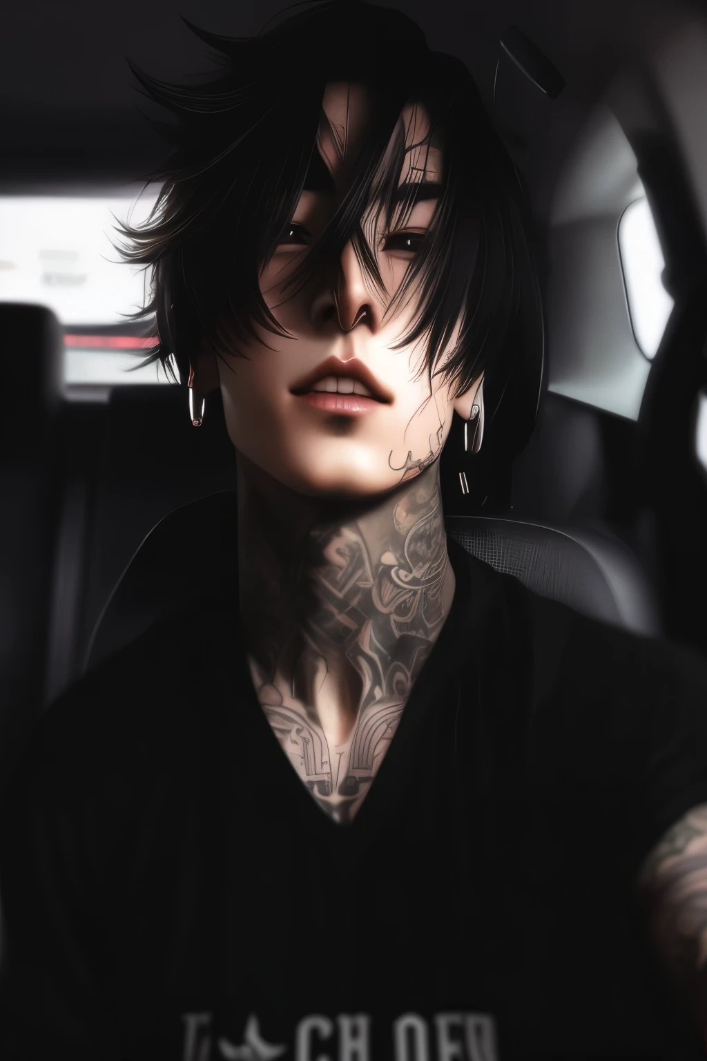 un primer plano de una persona con tatuajes en la cara, arte digital oscuro pero detallado, chico guapo en el arte de Demon Slayer, androgynous face, androgynous vampire, handsome japanese demon boy, androgynous person, androgynous, androgynous male, Anime rudo 8K, imagen ultra realista, realistic anime art style, retrato de alta calidad, estilo anime masculino