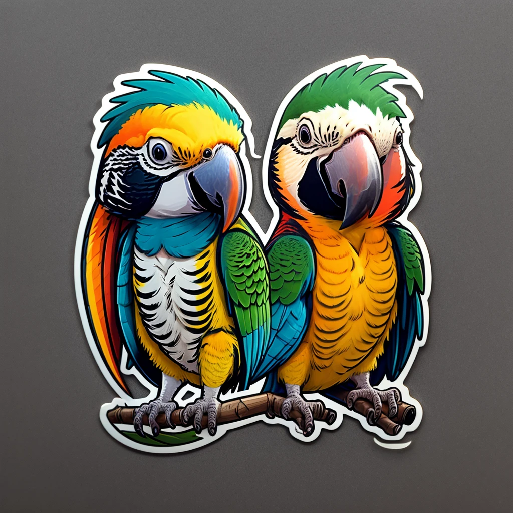 Cute cartoon sticker of a parrot