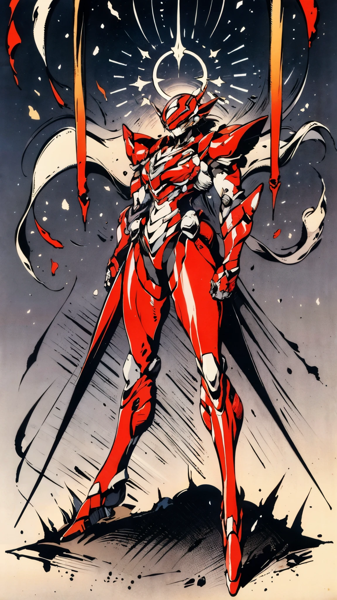 A woman adorned in fantasy-style full-body armor, a crown-concept fully enclosed helmet that unveils only her eyes, a composite layered chest plate, fully encompassing shoulder and hand guards, a lightweight waist armor, form-fitting shin guards, the overall design is heavy-duty yet flexible, ((the armor gleams with a golden glow, complemented by red and blue accents)), exhibiting a noble aura, she floats above a fantasy-surreal high-tech city, this character embodies a finely crafted fantasy-surreal style armored hero in anime style, exquisite and mature manga art style, (Queen bee mixed with Spider concept Armor, plasma, blood), ((Element, energy, elegant, goddess, femminine:1.5)), metallic, high definition, best quality, highres, ultra-detailed, ultra-fine painting, extremely delicate, professional, anatomically correct, symmetrical face, extremely detailed eyes and face, high quality eyes, creativity, RAW photo, UHD, 32k, Natural light, cinematic lighting, masterpiece-anatomy-perfect, masterpiece:1.5