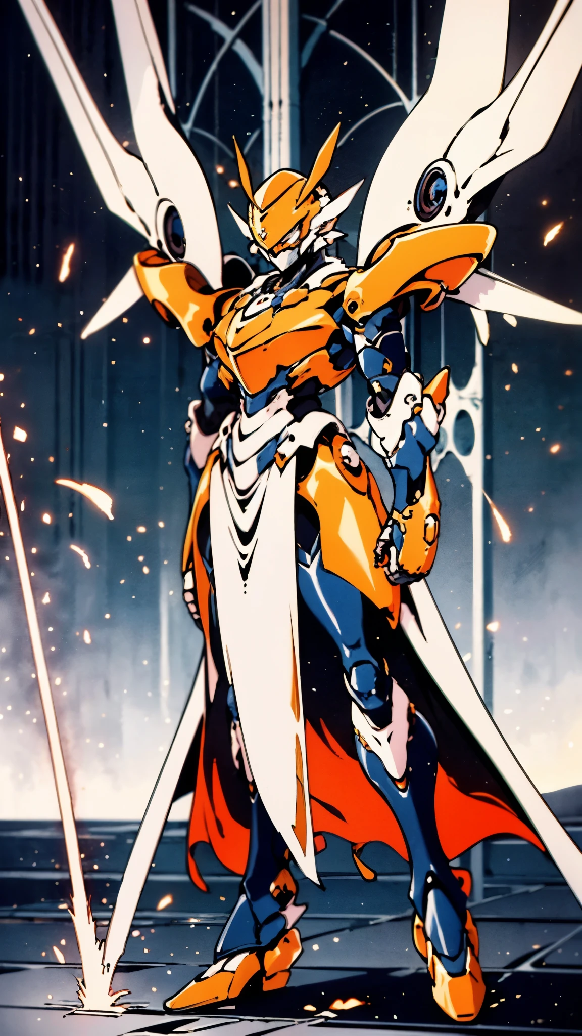 A woman adorned in fantasy-style full-body armor, a crown-concept fully enclosed helmet that unveils only her eyes, a composite layered chest plate, fully encompassing shoulder and hand guards, a lightweight waist armor, form-fitting shin guards, the overall design is heavy-duty yet flexible, ((the armor gleams with a golden glow, complemented by red and blue accents)), exhibiting a noble aura, she floats above a fantasy-surreal high-tech city, this character embodies a finely crafted fantasy-surreal style armored hero in anime style, exquisite and mature manga art style, (Queen bee mixed with Spider concept Armor, plasma, blood), ((Element, energy, elegant, goddess, femminine:1.5)), metallic, high definition, best quality, highres, ultra-detailed, ultra-fine painting, extremely delicate, professional, anatomically correct, symmetrical face, extremely detailed eyes and face, high quality eyes, creativity, RAW photo, UHD, 32k, Natural light, cinematic lighting, masterpiece-anatomy-perfect, masterpiece:1.5