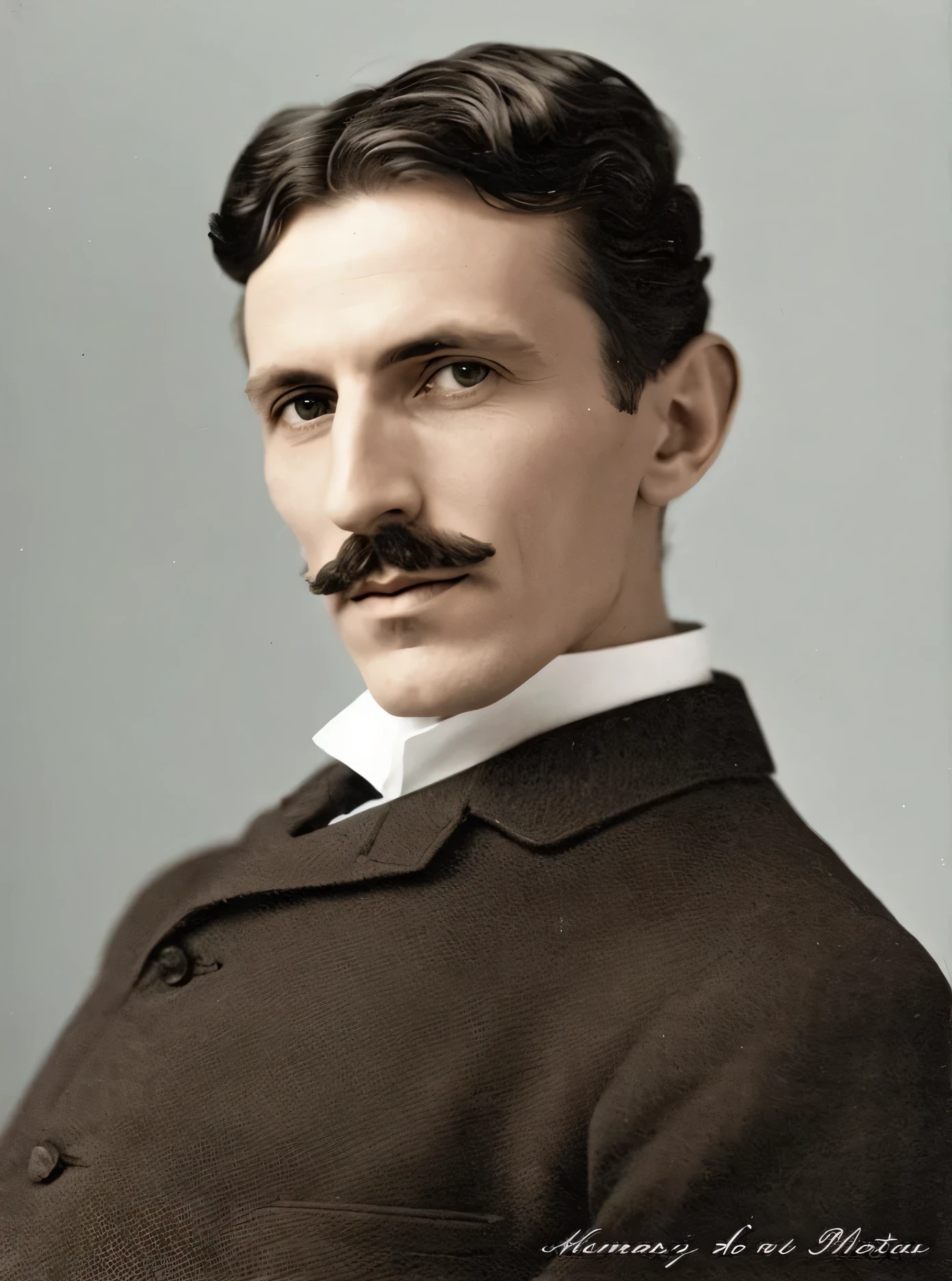 Photo d’Arafed d’un homme avec une moustache et une moustache, portrait of Nicolas Tesla, Nicolas Tesla, Nikolai Tesla dans son laboratoire, colorized 1 9 0 4 photo, Tesla, a colorized photo, colorized, colorized photo, colorized photon, colorized photograph, colorized, George Orwell, bel homme, colorized, auteur inconnu, bobine tesla, 4K, reconstitution, High quality