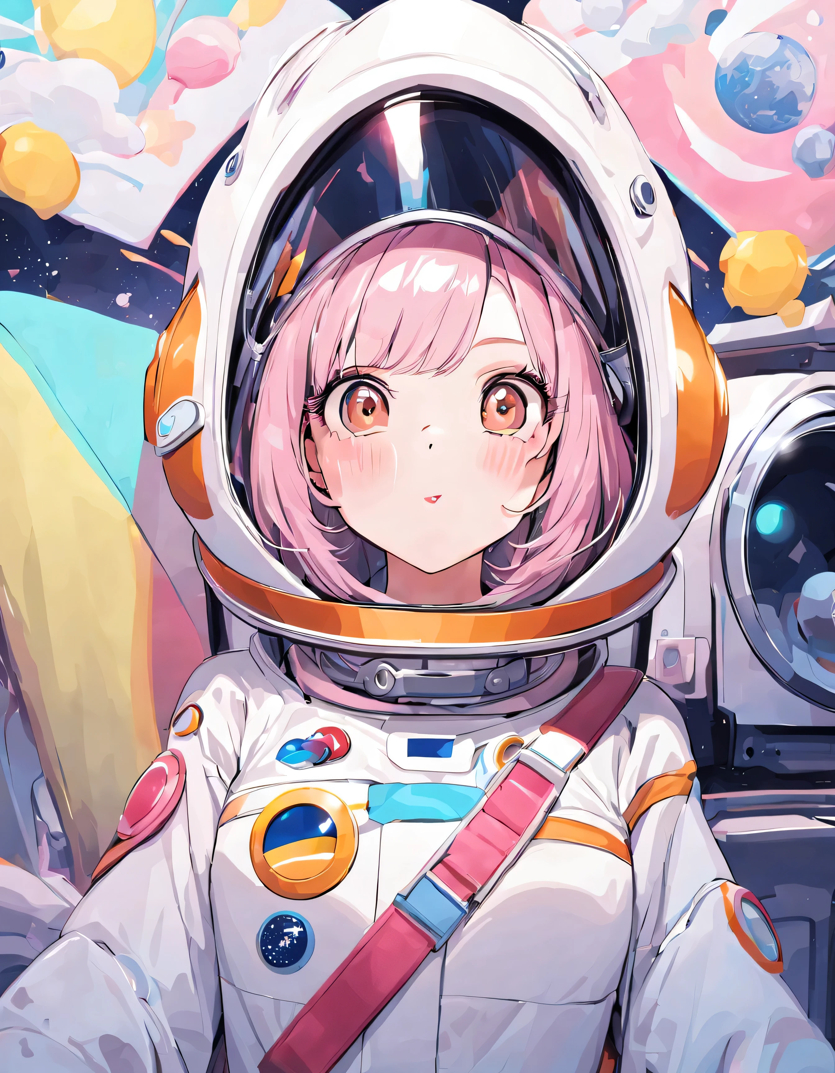 Uma mulher loira com roupa de astronauta 