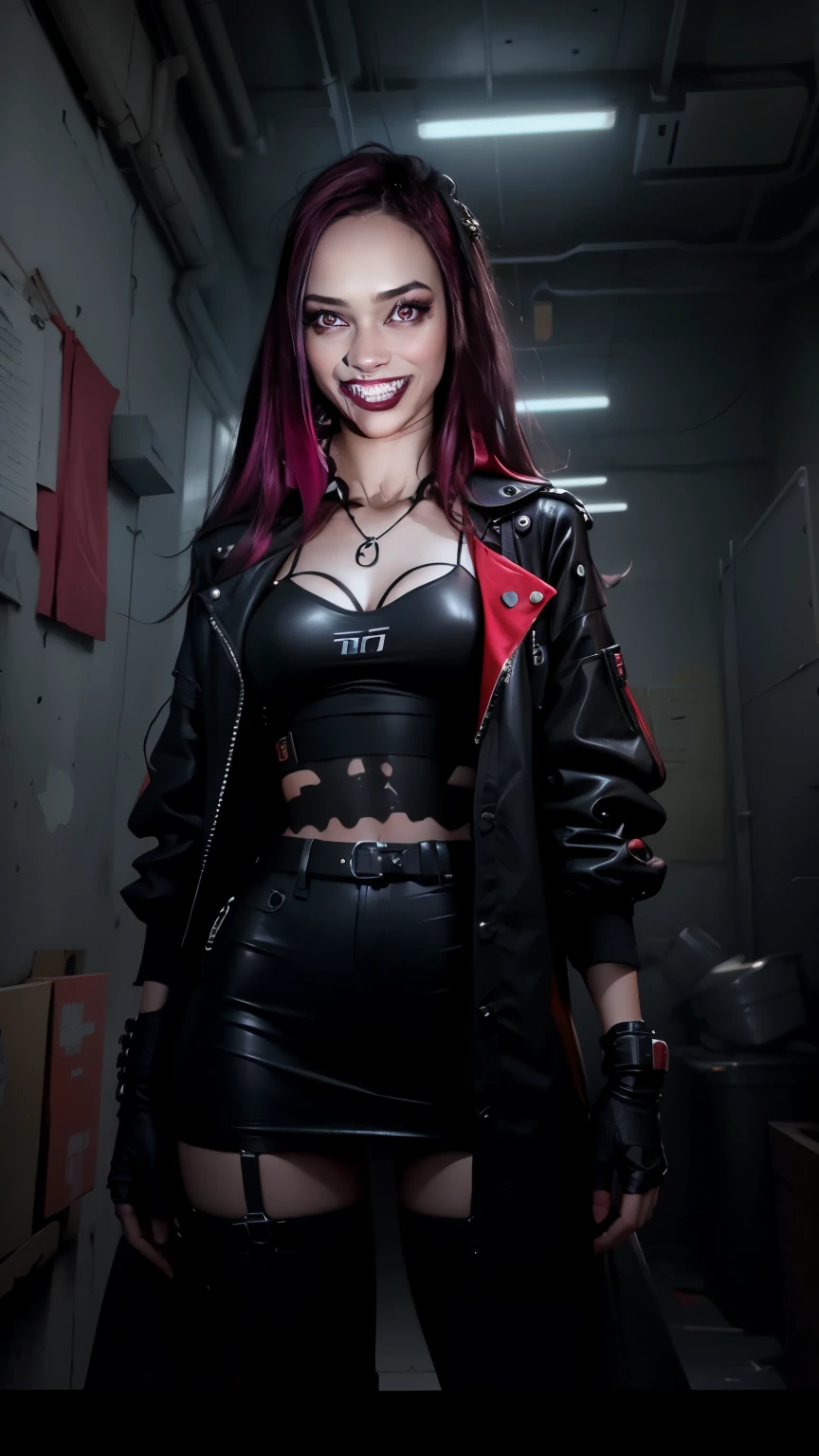 motor irreal:1.4,CG ultra realista 64K, fotorrealista:1.4, textura da pele:1.4, Obra-prima:1.4,posing behind a beautiful woman in babydoll lingerie、Roupas curtas amarelas estilo cyberpunk, pantimedia vermelha , Mini-saia azul,