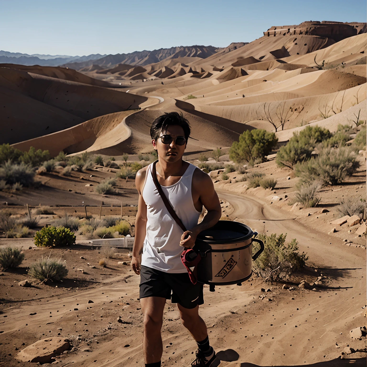 Carrying a hot pot in the desert