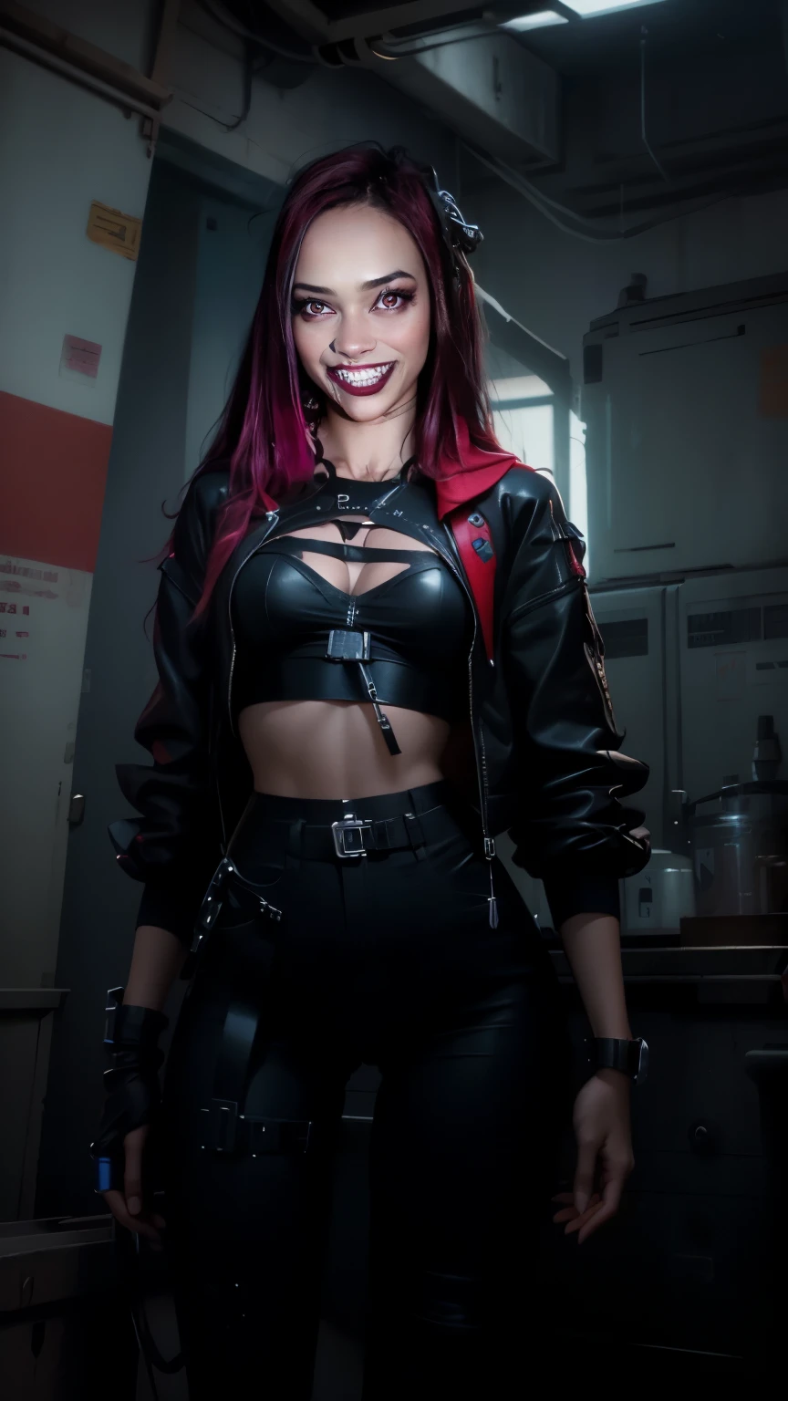 motor irreal:1.4,CG ultra realista 64K, fotorrealista:1.4, textura da pele:1.4, Obra-prima:1.4,posing behind a beautiful woman in babydoll lingerie、Roupas curtas amarelas estilo cyberpunk, pantimedia vermelha , Mini-saia azul,