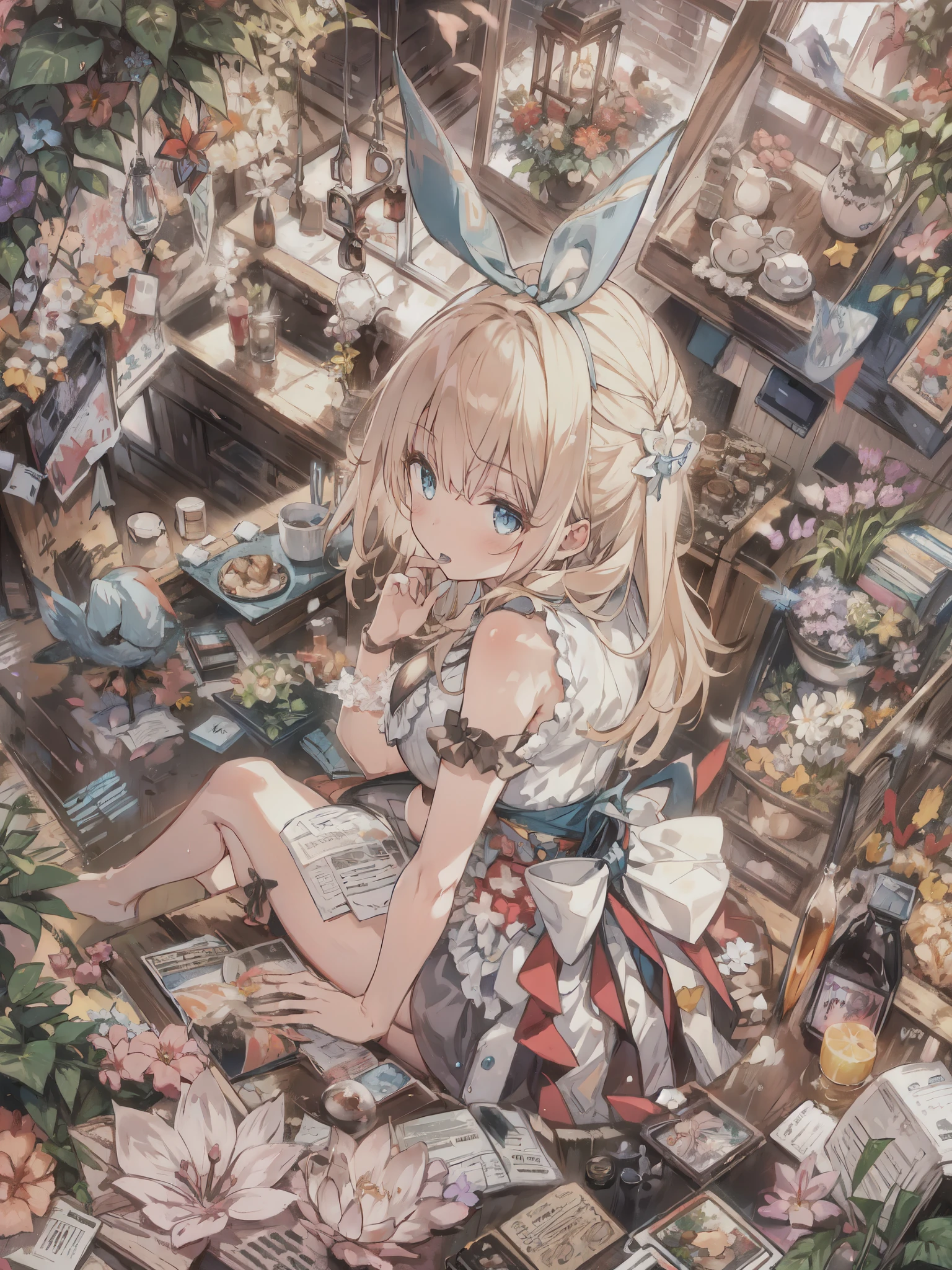 Alice in Wonderland wallpaper, 1 girl,Alice,blond hair,bigbreasts,nsfw